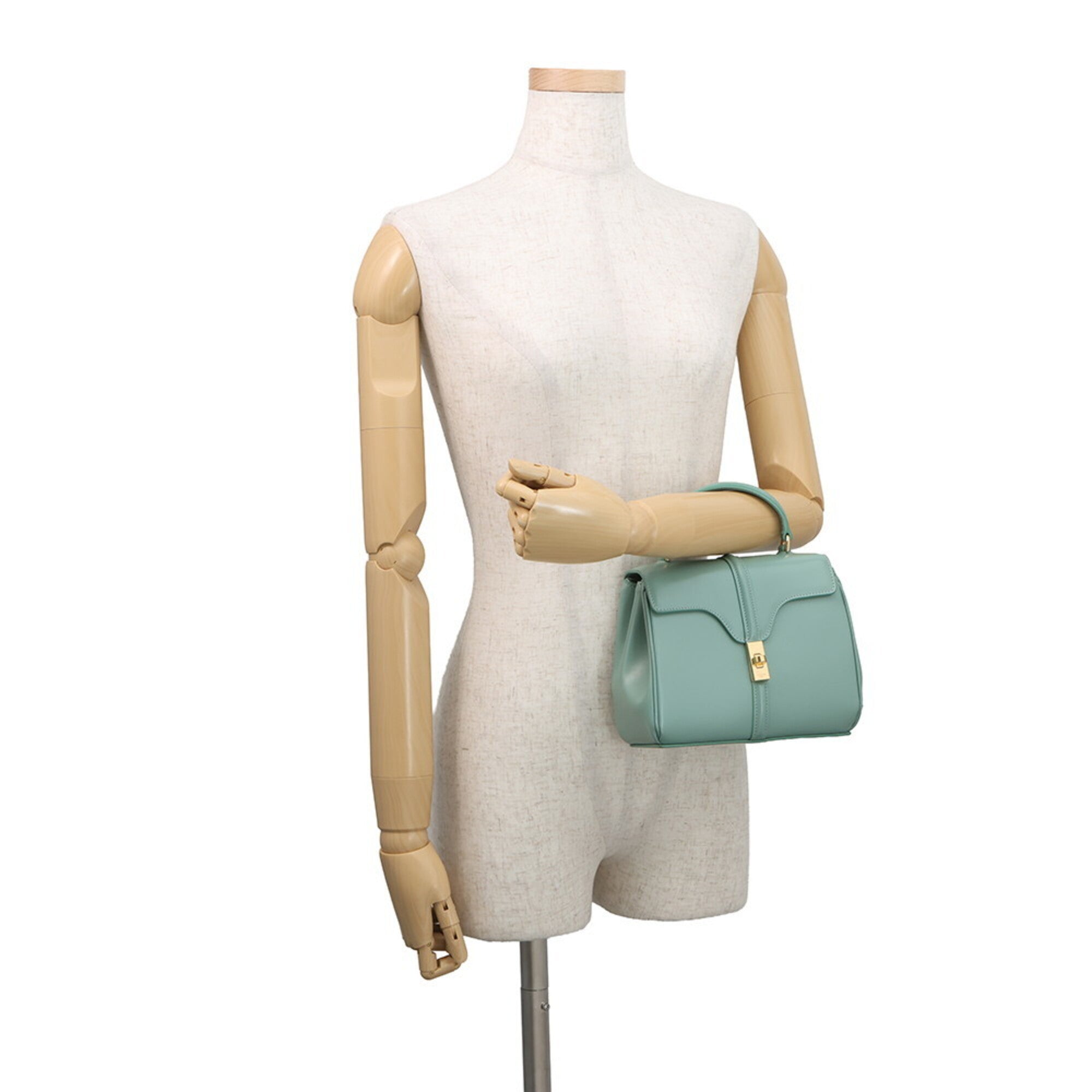 Celine Green Leather Handbag Shoulder Bag (Pre-Owned)