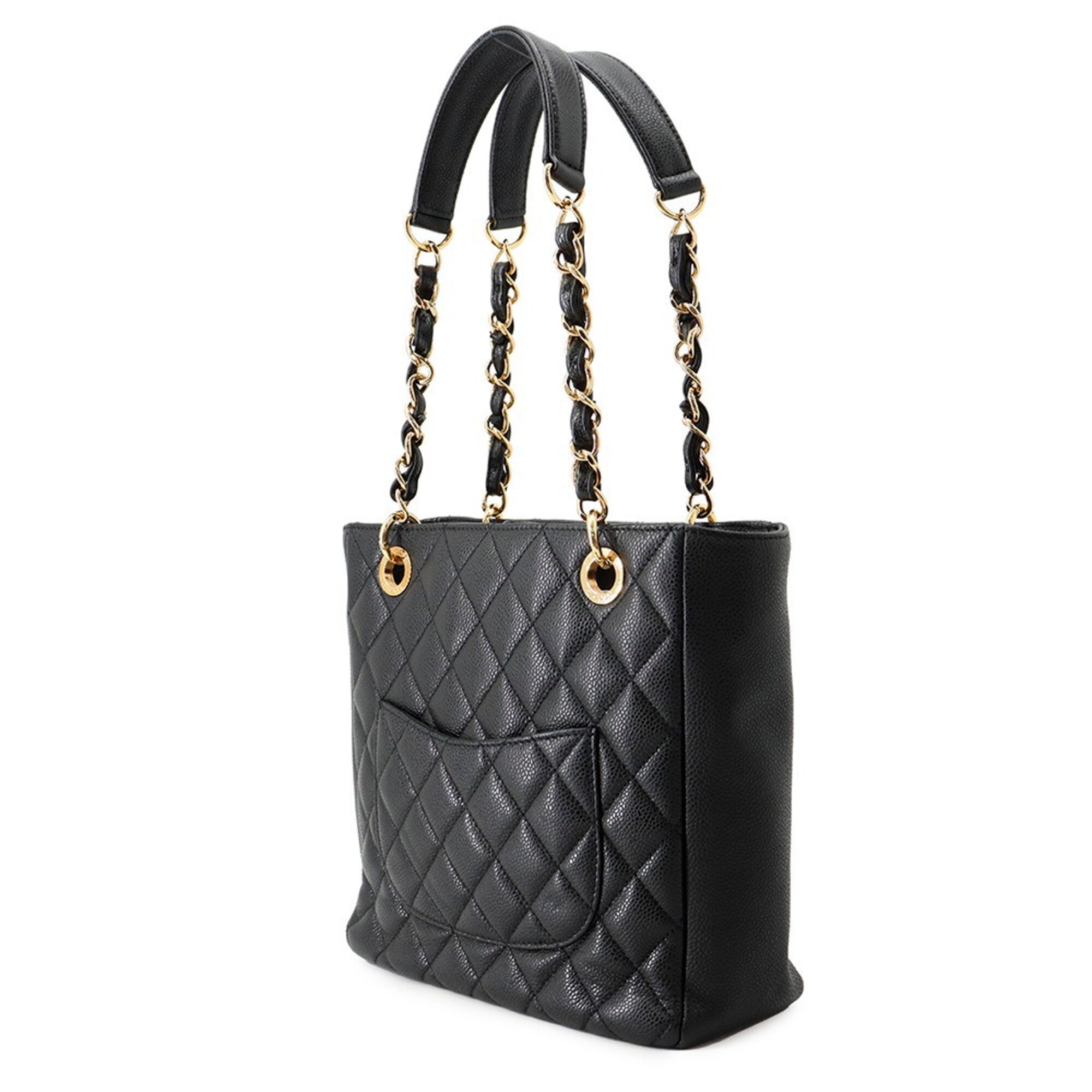 Chanel Matelasse Black Grained Calfskin Handbag Tote Bag (Pre-Owned)