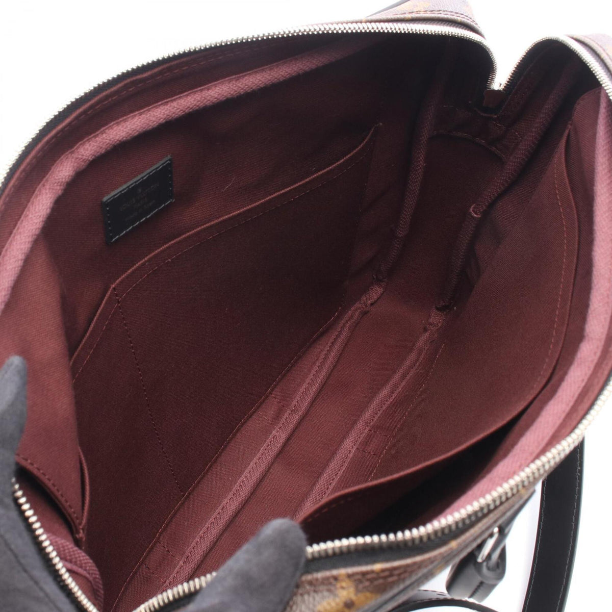 Louis Vuitton Black Brown Leather Coated Canvas Briefcase Handbag (Pre-Owned)