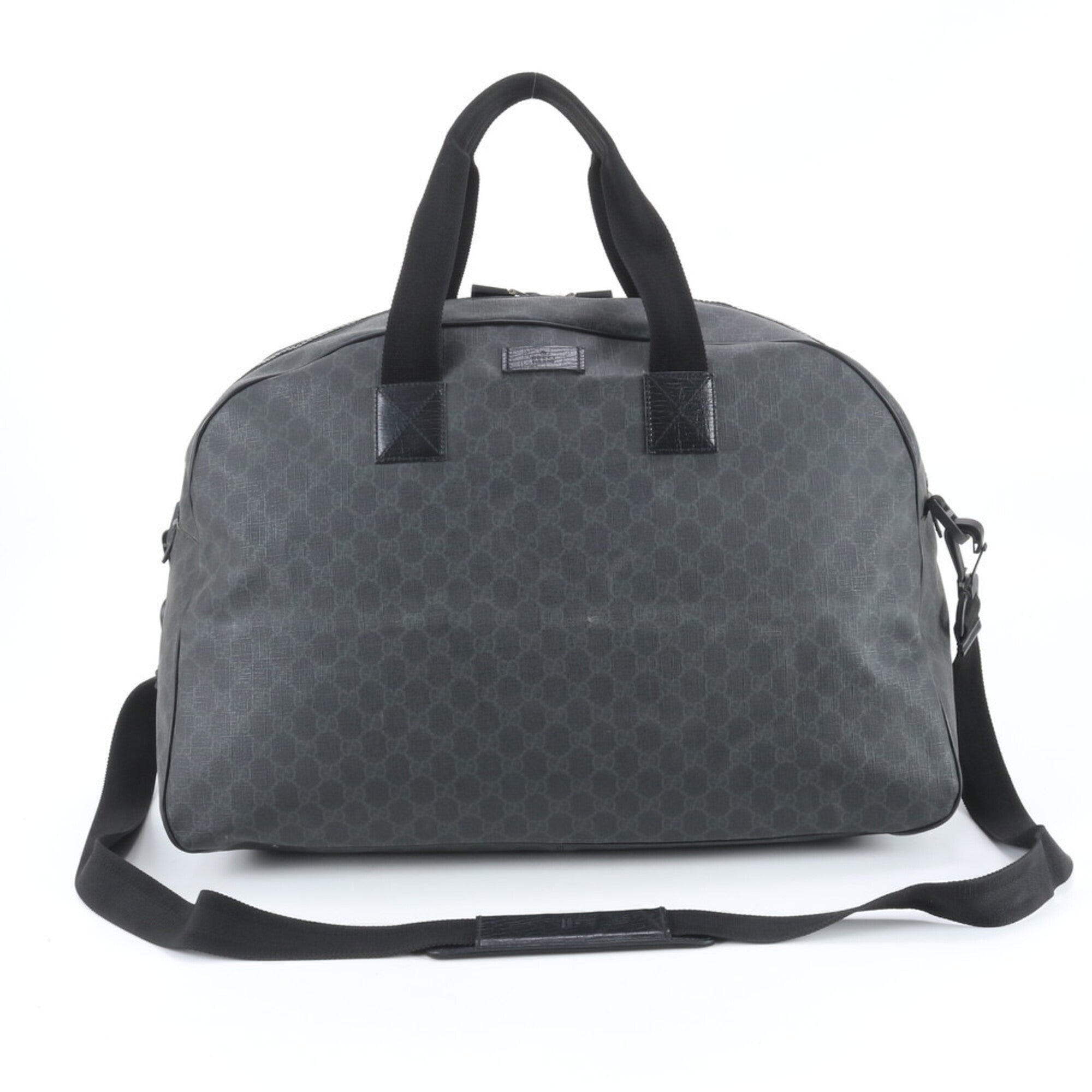 Gucci Black Coated Canvas Leather Handbag Tote Bag (Pre-Owned)
