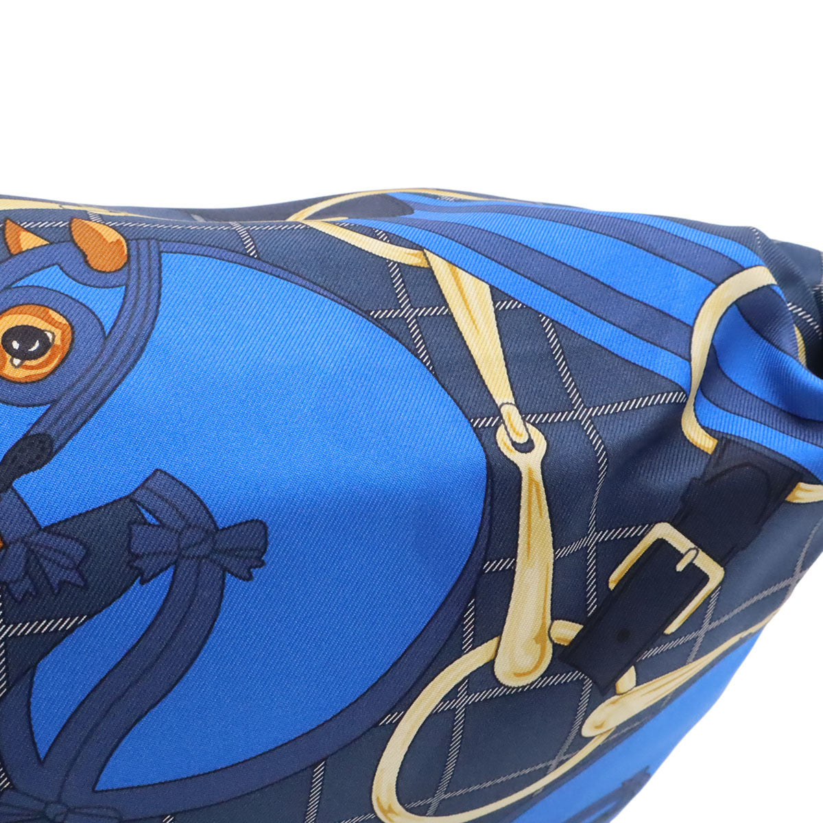 Hermes Black Multi-Color Navy Silk Leather Handbag (Pre-Owned)