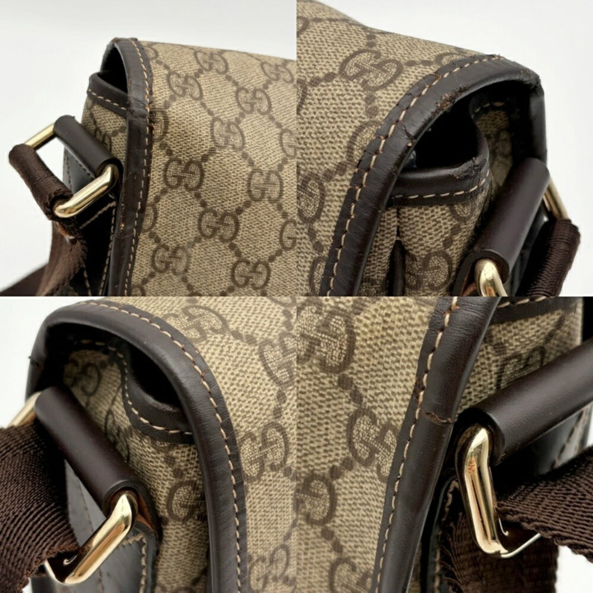 Gucci Beige Brown Pvc Leather Shoulder Bag (Pre-Owned)