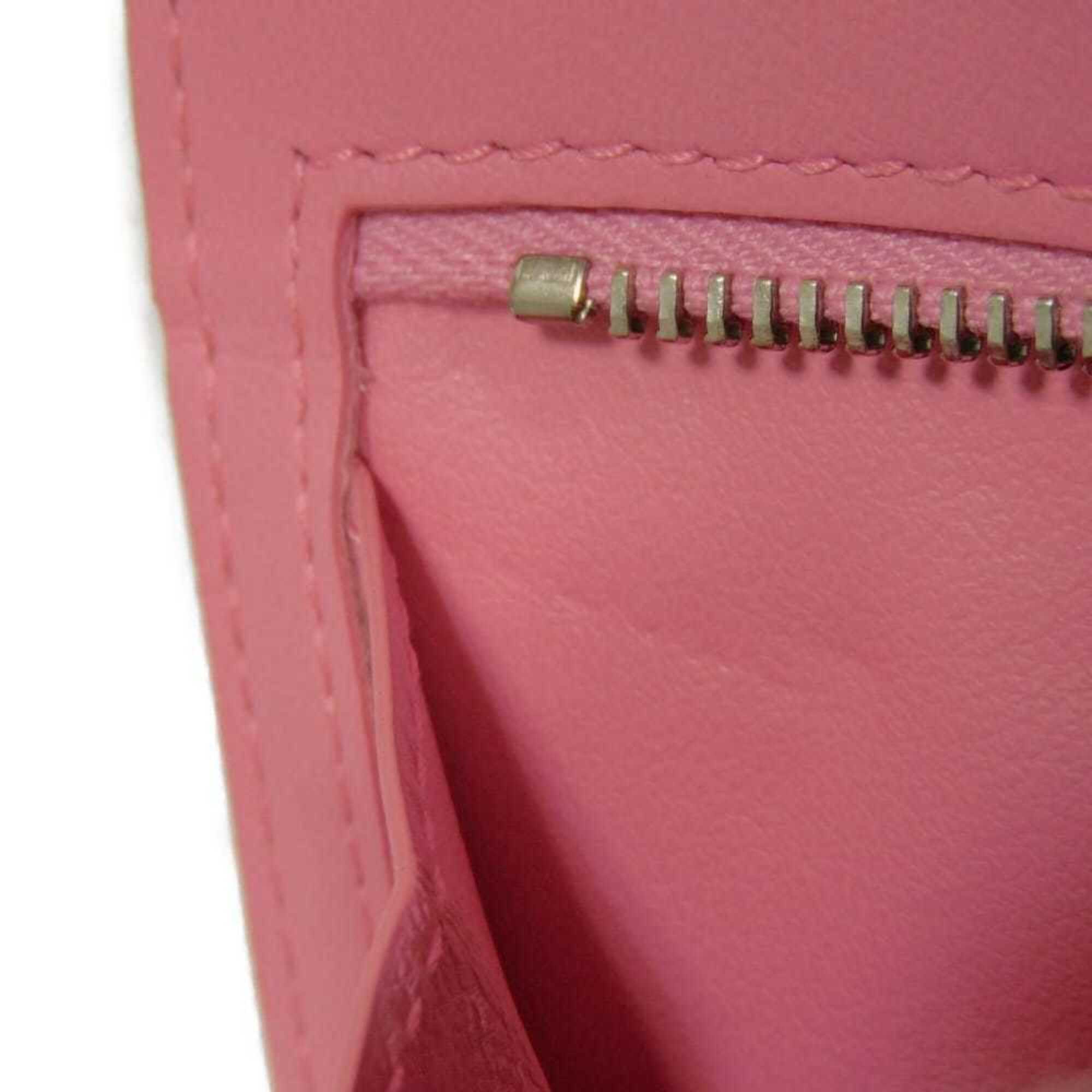 Bottega Veneta Intrecciato Red Color Leather Long Bill Wallet (Bi-Fold) (Pre-Owned)