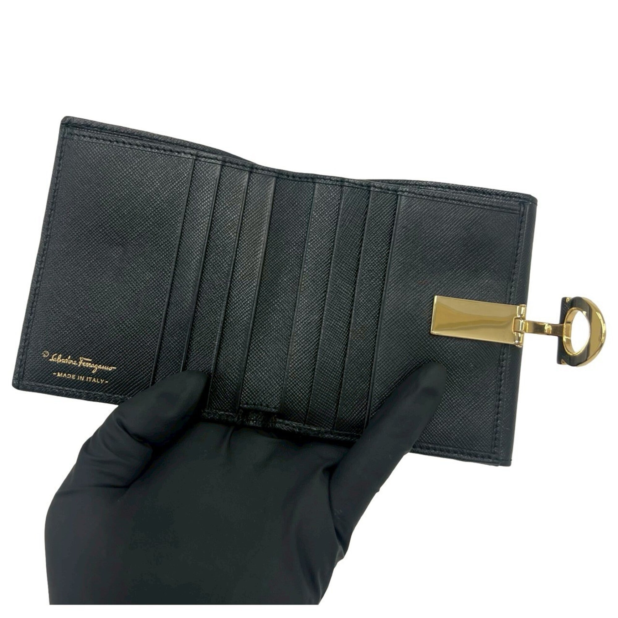 Salvatore Ferragamo Black Leather Wallet (Bi-Fold) (Pre-Owned)