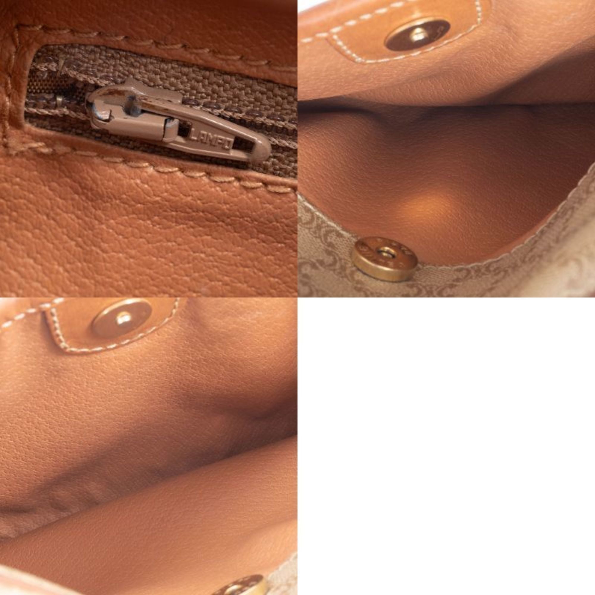 Celine Macadam Beige Brown Leather Pvc Shoulder Bag (Pre-Owned)