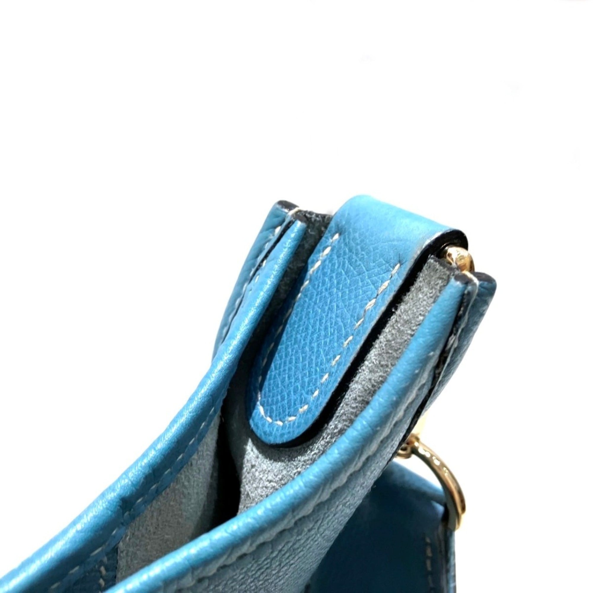Hermes Sky Blue Taurillon Clemence Leather Shoulder Bag (Pre-Owned)