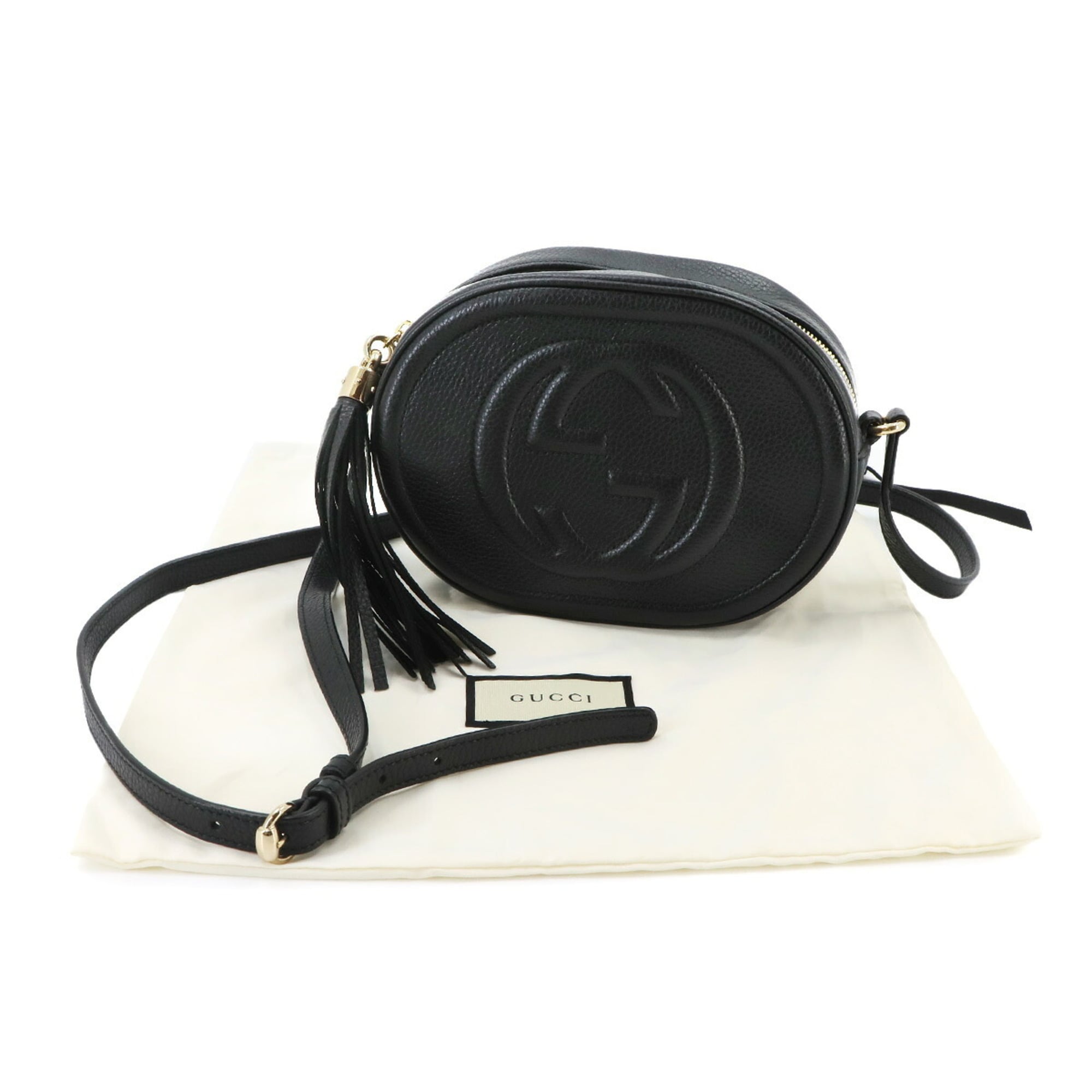 Gucci Black Leather Handbag Shoulder Bag (Pre-Owned)