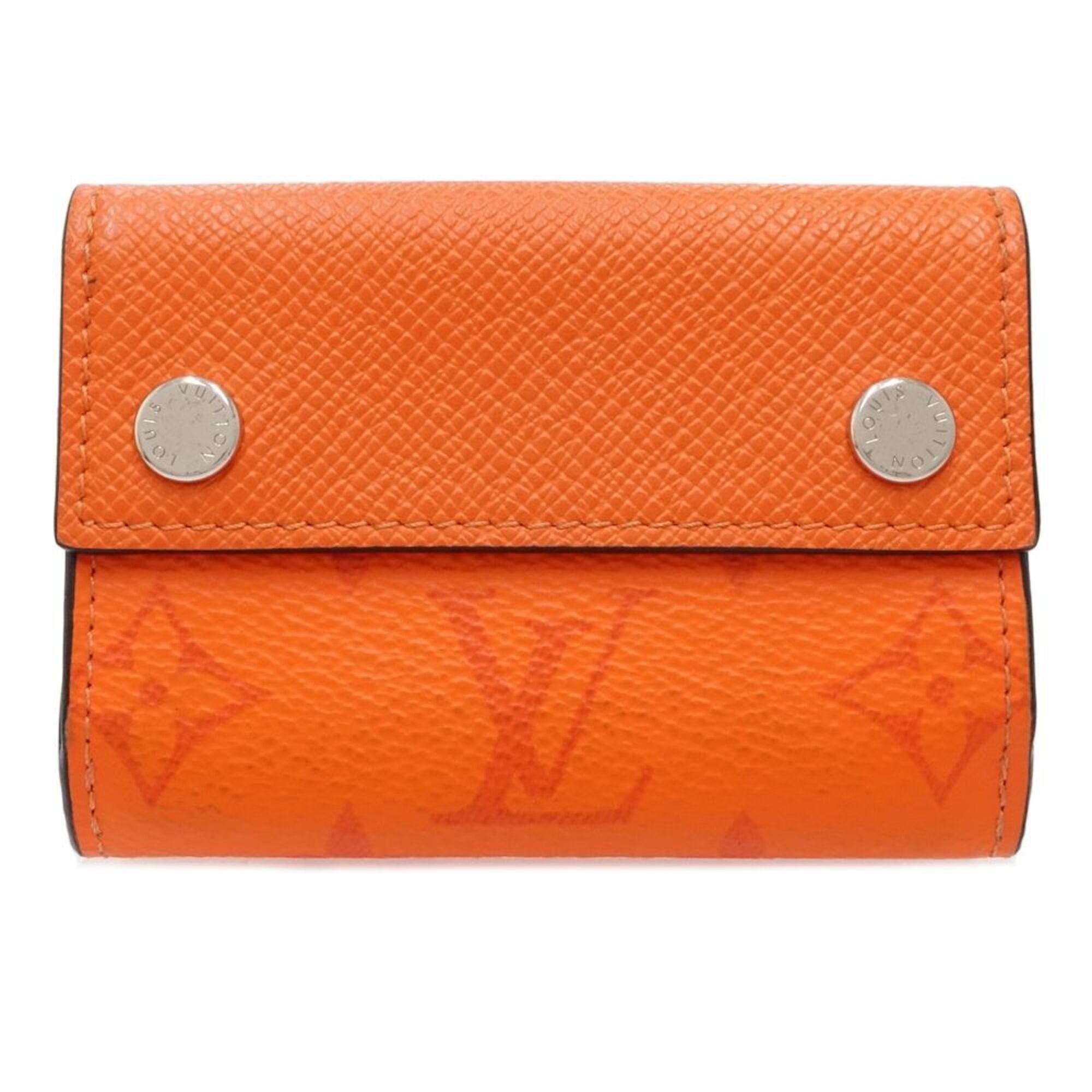 Louis Vuitton Taigarama Orange Leather Wallet (Tri-Fold) (Pre-Owned)