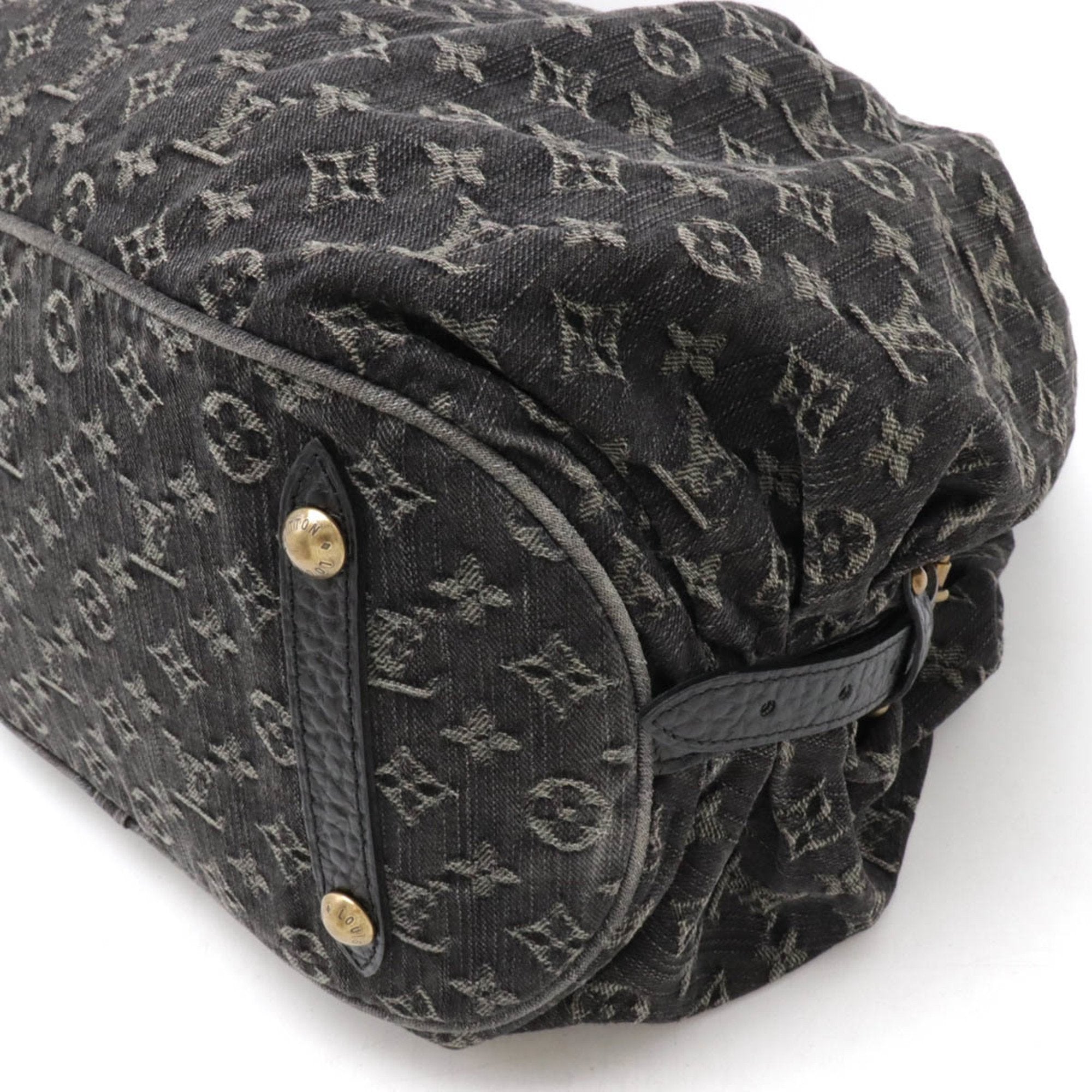 Louis Vuitton Black Noir Monogram Denim Handbag Shoulder Bag (Pre-Owned)