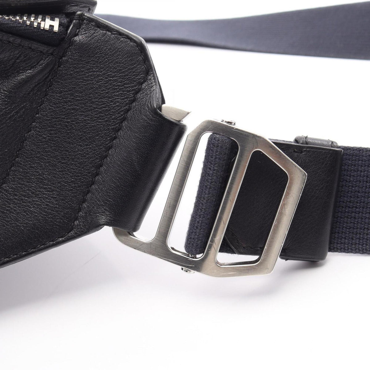 Hermes Navy Leather Fanny Pack Handbag Sling Bag (Pre-Owned)