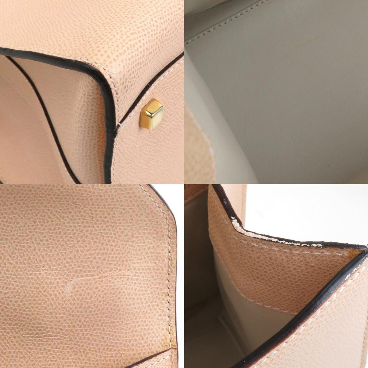 Valextra Pink Beige Leather Handbag Shoulder Bag (Pre-Owned)