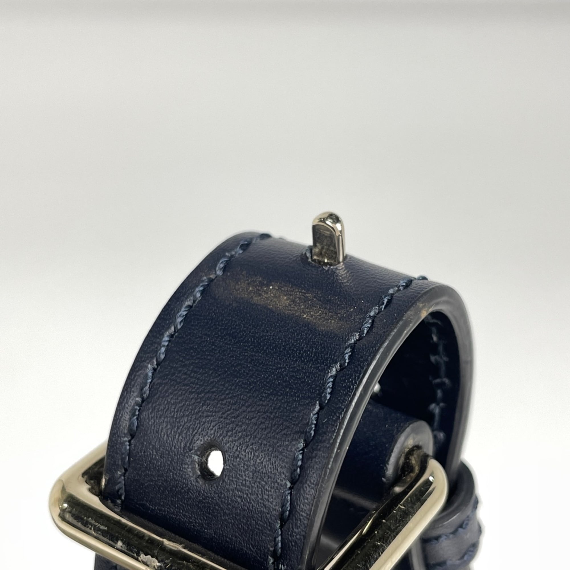 Gucci Sherry Line Beige Navy Gg Canvas Leather Shoulder Bag (Pre-Owned)