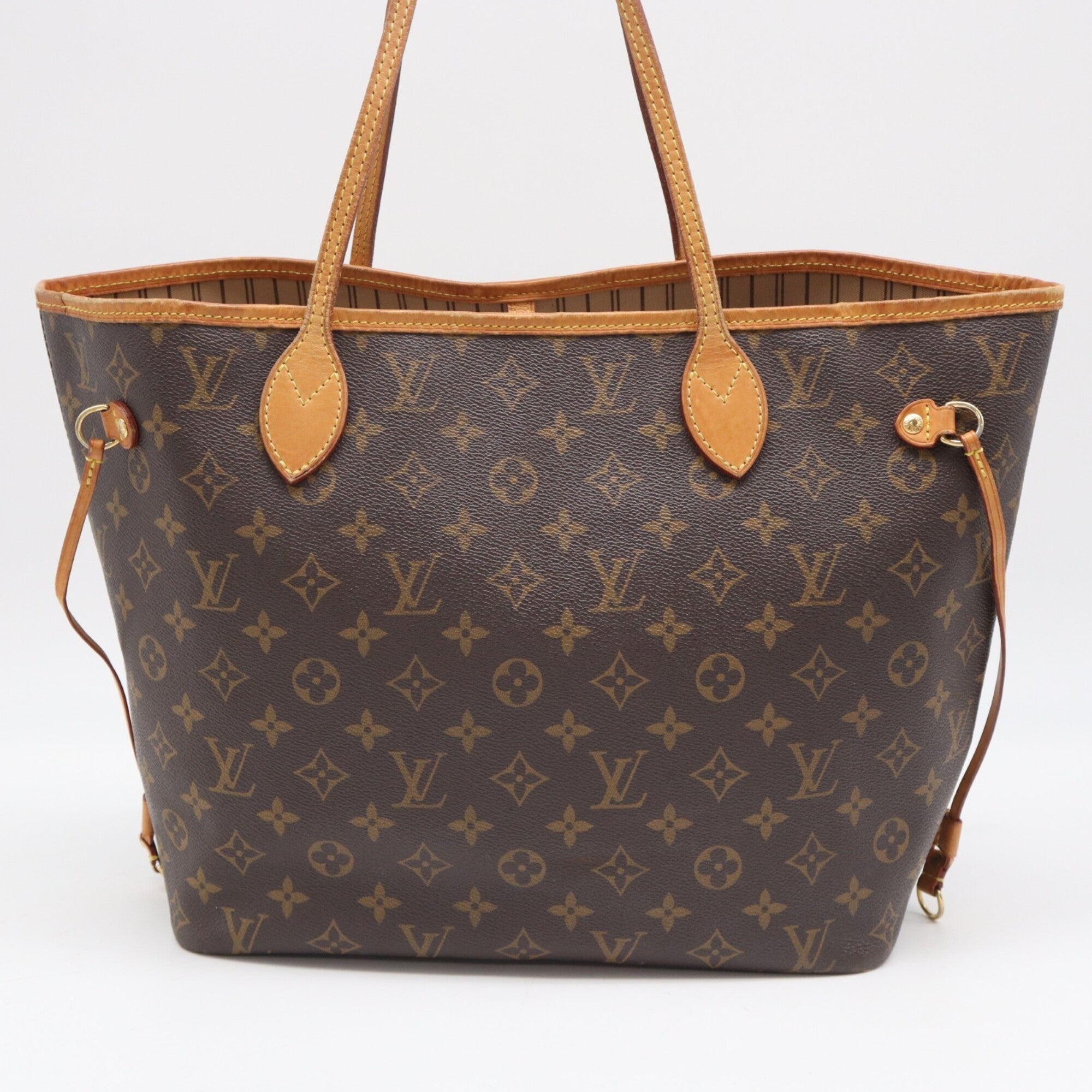Louis Vuitton Beige Brown Monogram Coated Canvas Leather Handbag Pouch (Pre-Owned)