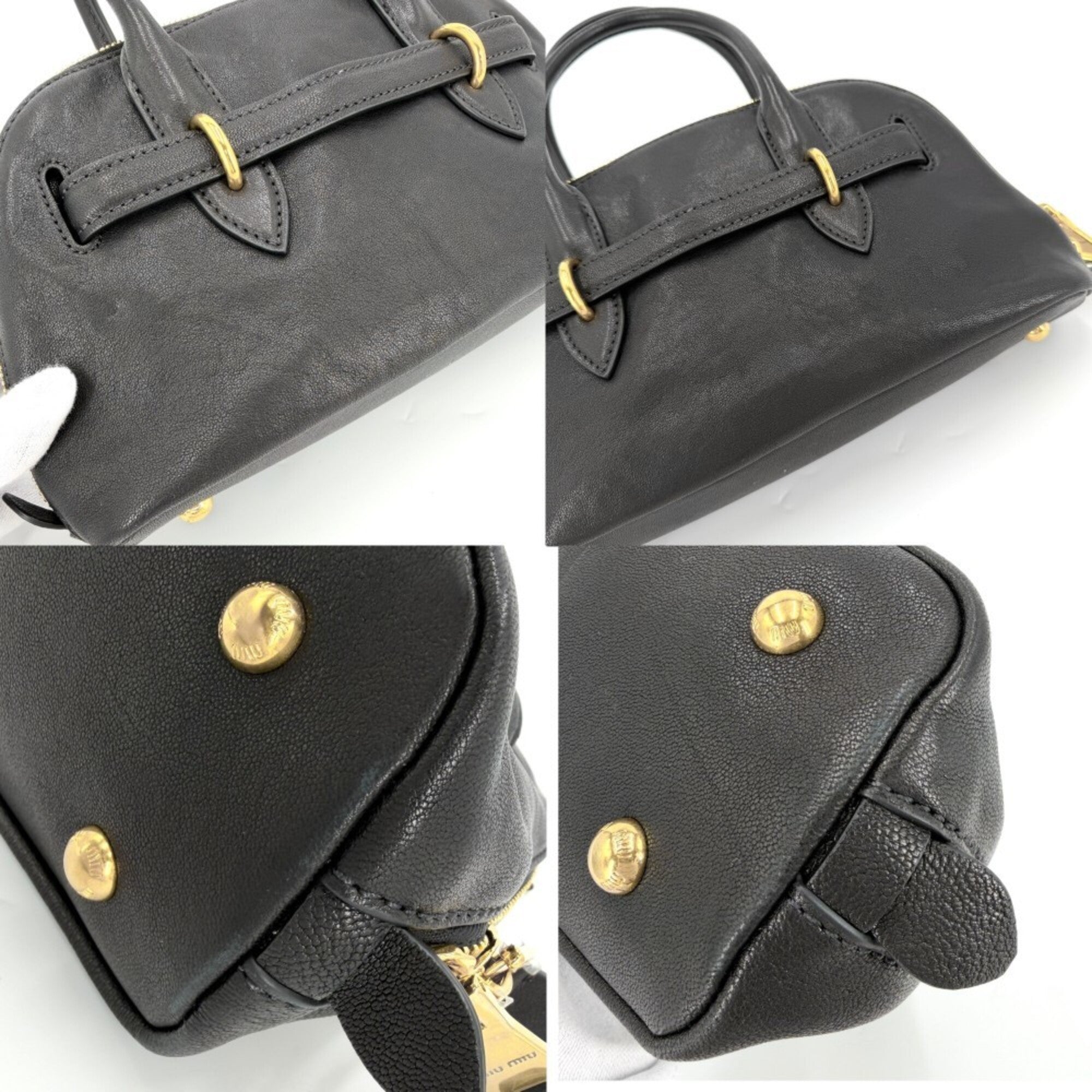 Miu Miu Black Leather Handbag Shoulder Bag (Pre-Owned)