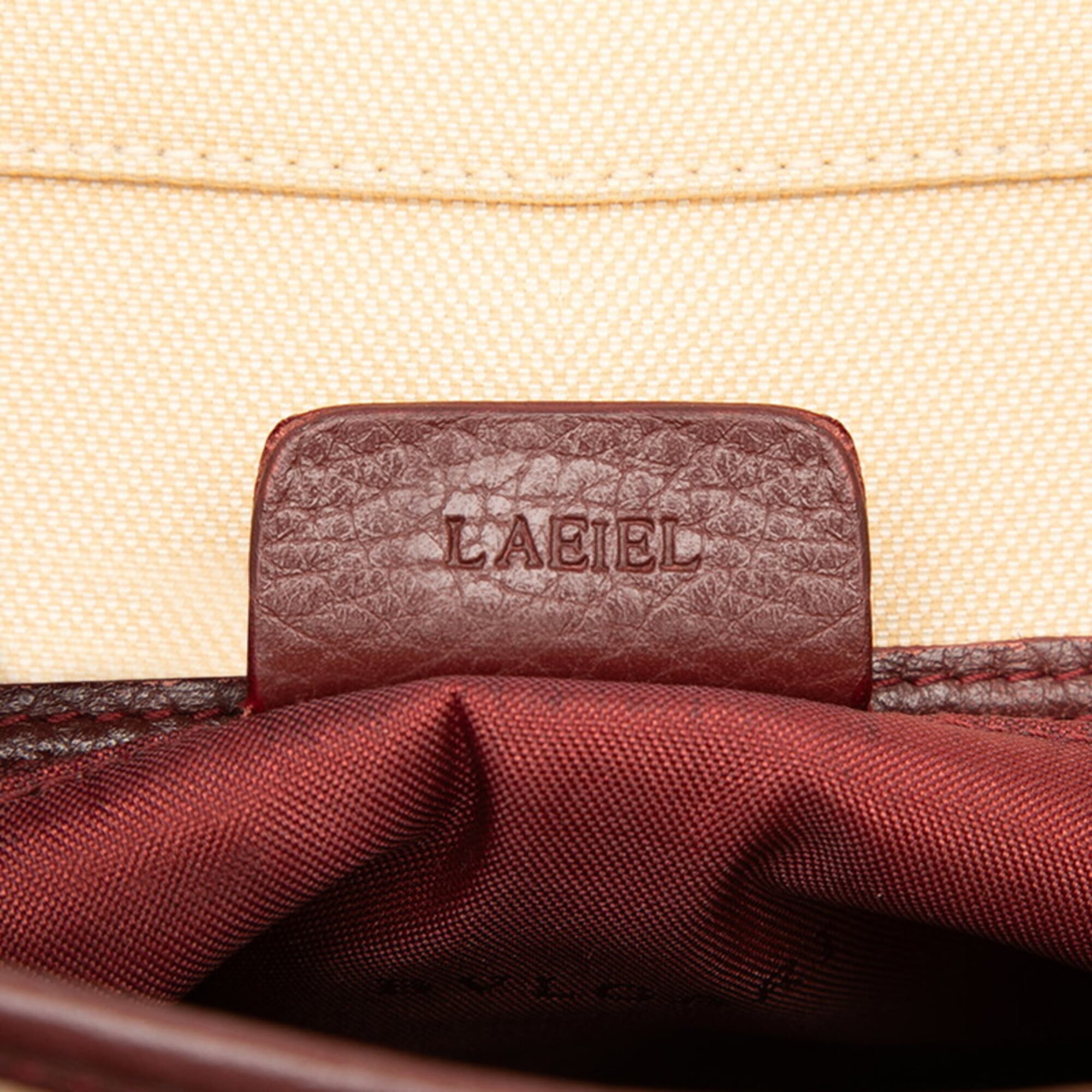 Bvlgari Beige Red Color Wine Canvas Leather Shoulder Bag Tote Bag (Pre-Owned)