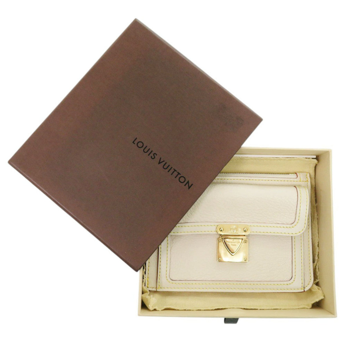 Louis Vuitton White Leather Clutch Bag (Pre-Owned)