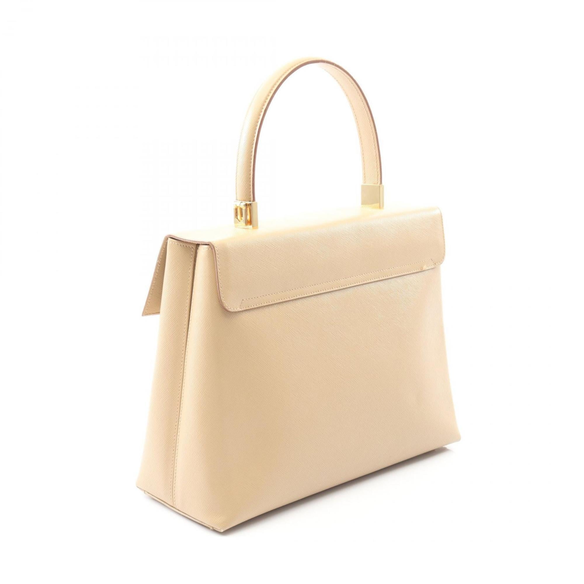 Salvatore Ferragamo Gancini Beige Leather Handbag (Pre-Owned)