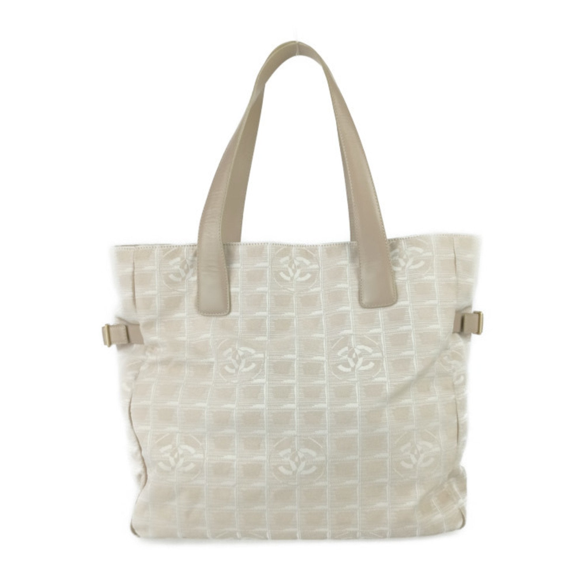 Chanel Beige Canvas Handbag Shoulder Bag Tote Bag (Pre-Owned)
