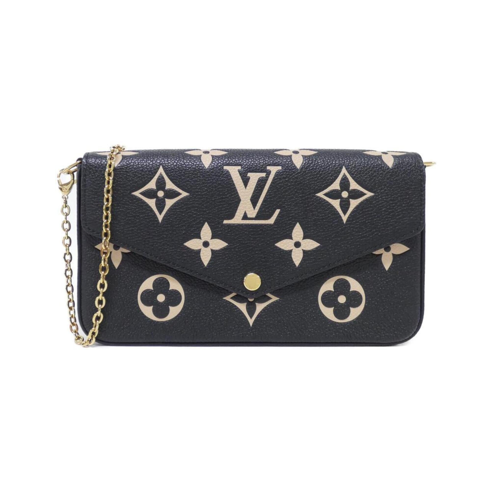Louis Vuitton Beige Black Leather Pochette Shoulder Bag (Pre-Owned)