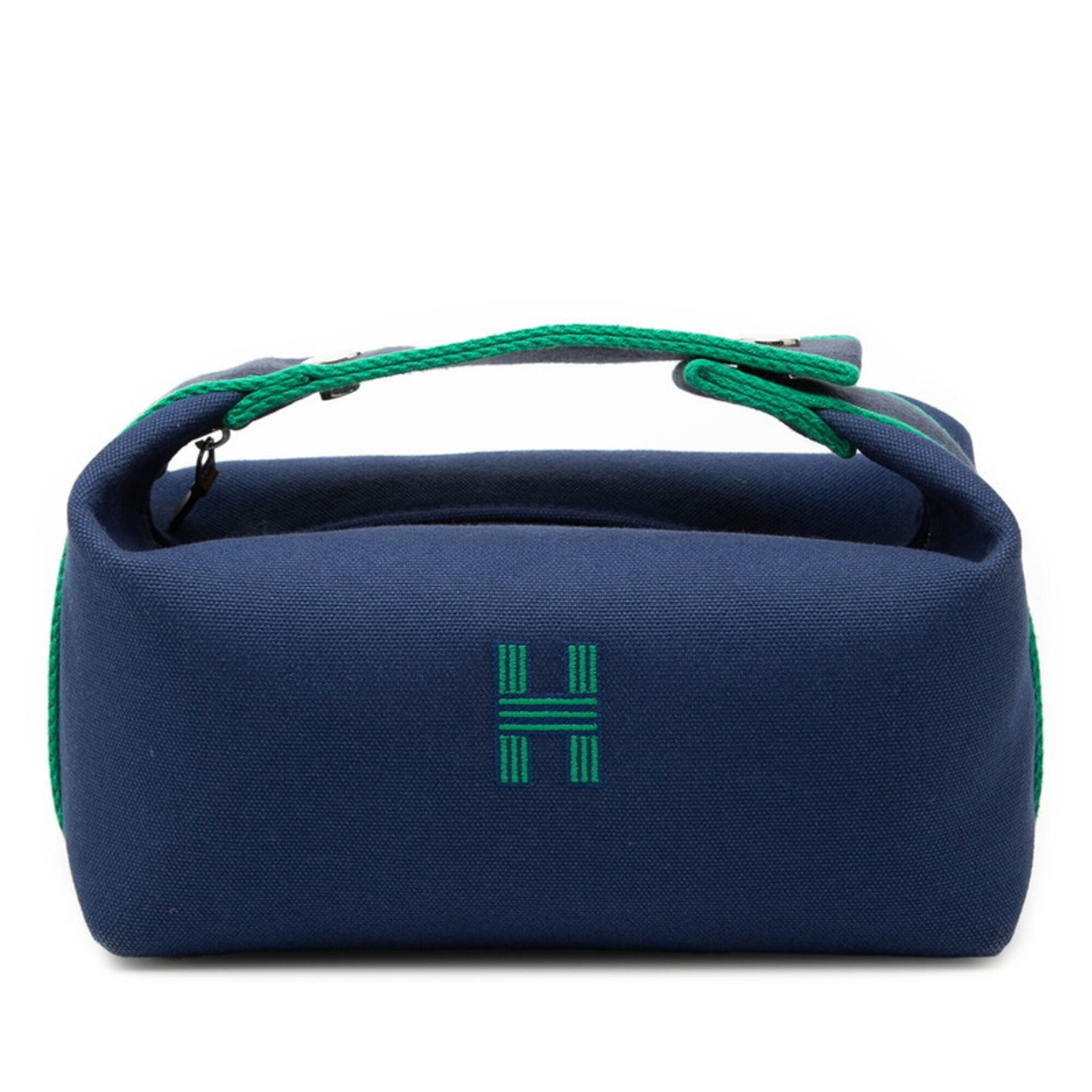 Hermes Black Green Navy Cotton Handbag (Pre-Owned)
