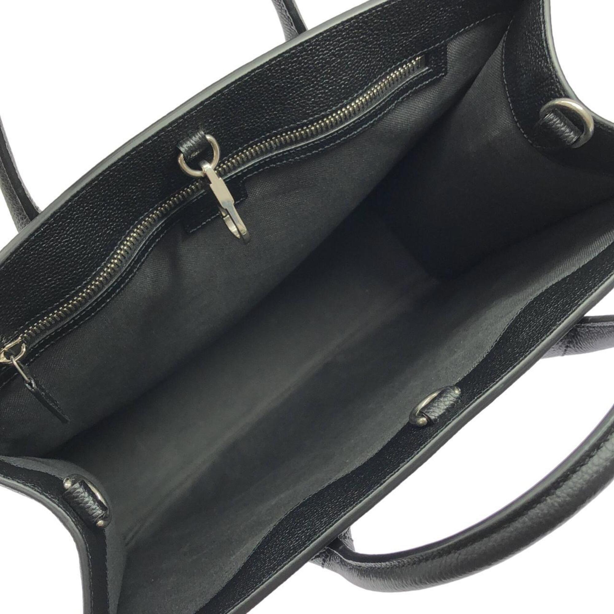 Gucci Black Leather Gg Supreme Handbag (Pre-Owned)