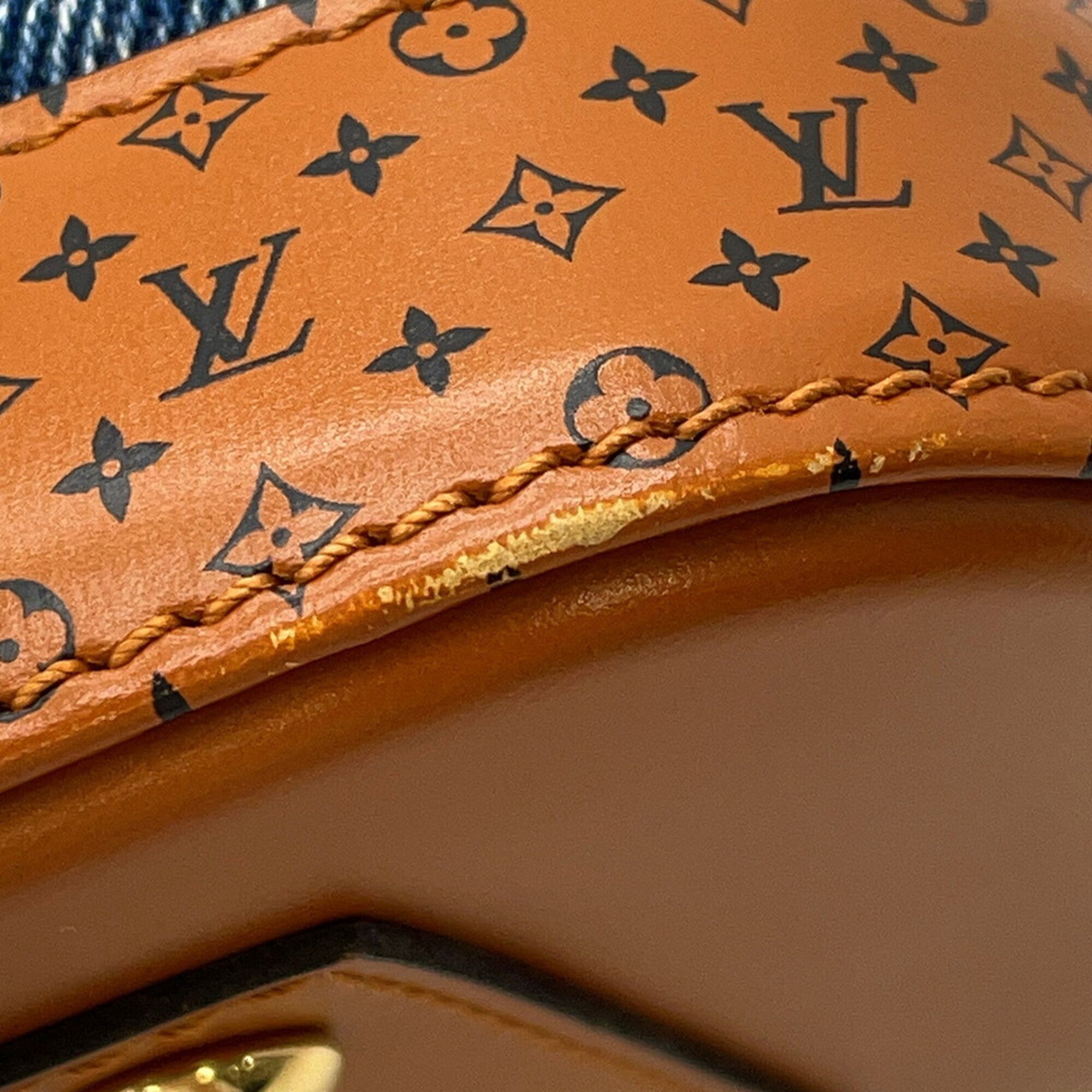 Louis Vuitton Blue Brown Denim Handbag (Pre-Owned)