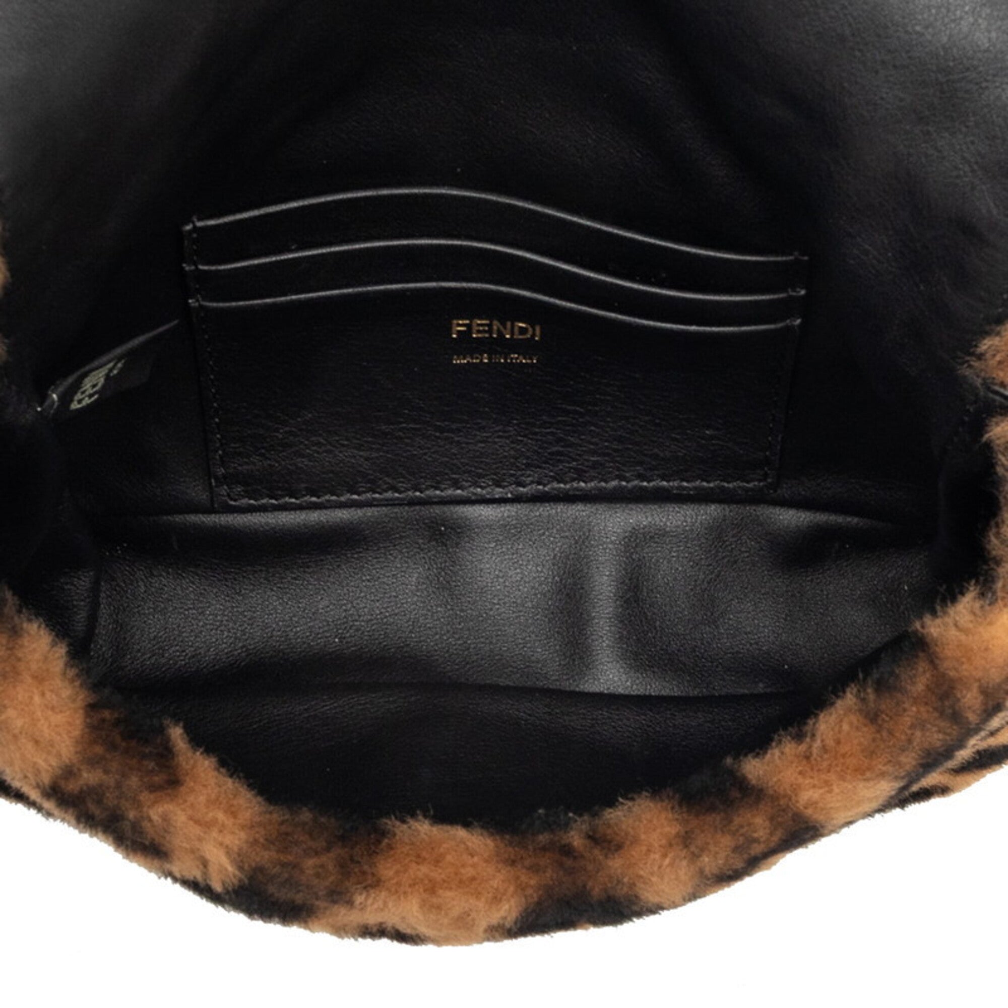 Fendi Zucca Brown Leather Handbag Shoulder Bag (Pre-Owned)