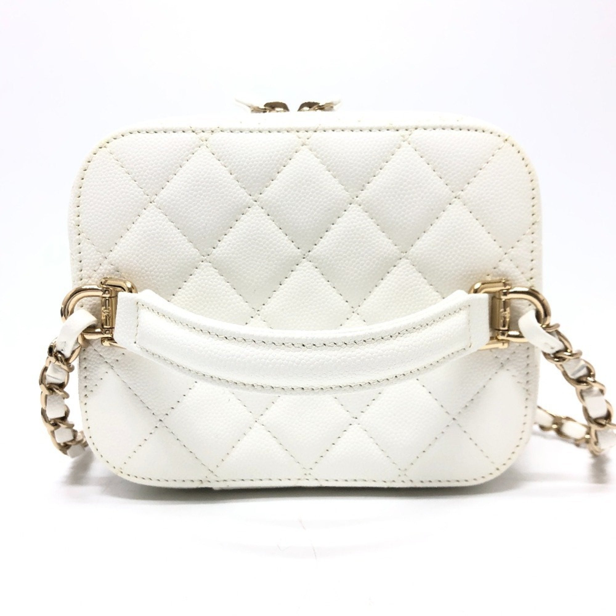 Chanel Caviar Skin White Caviar Leather Handbag Shoulder Bag Vanity Bag (Pre-Owned)