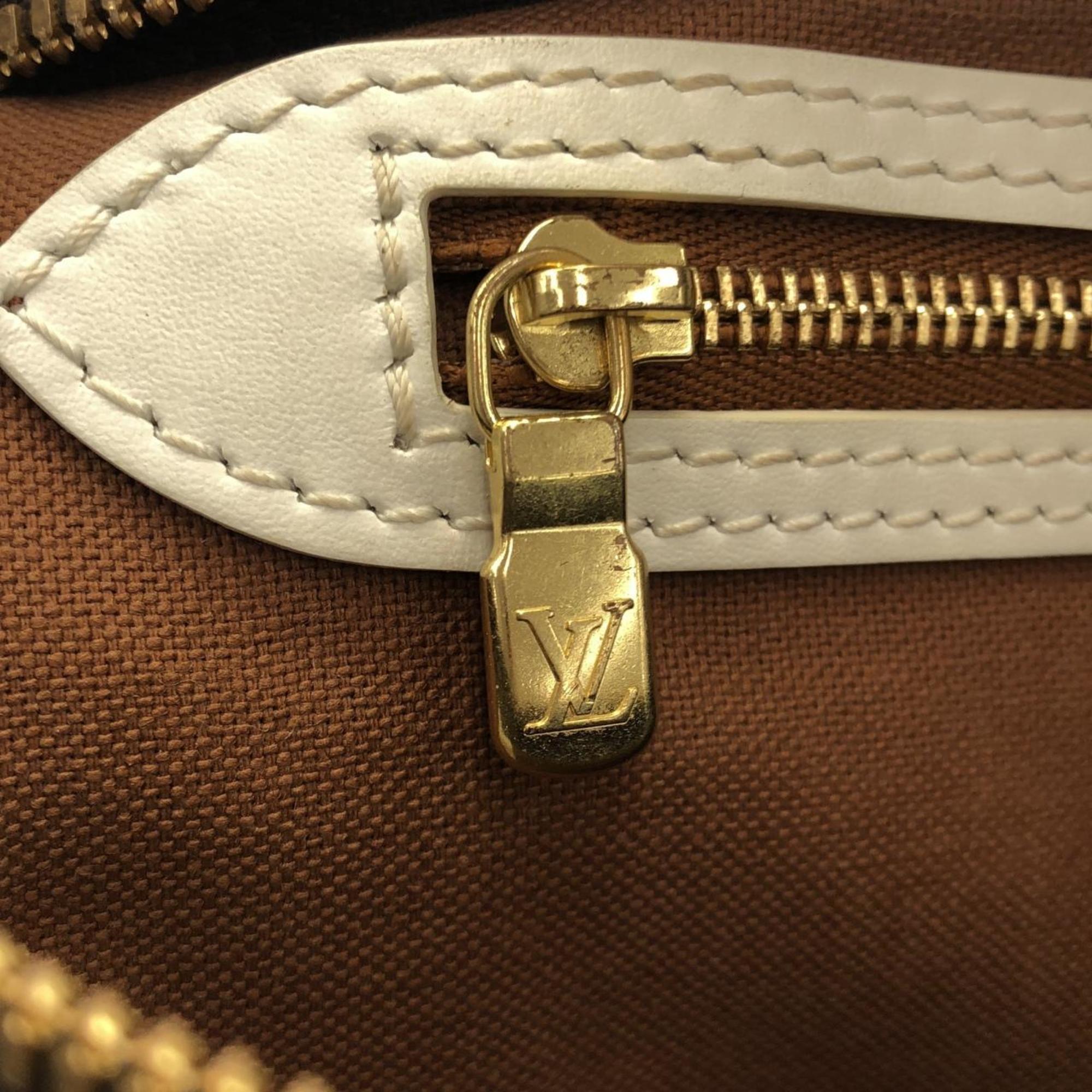 Louis Vuitton Brown Marron White Coated Canvas Boston Bag (Pre-Owned)