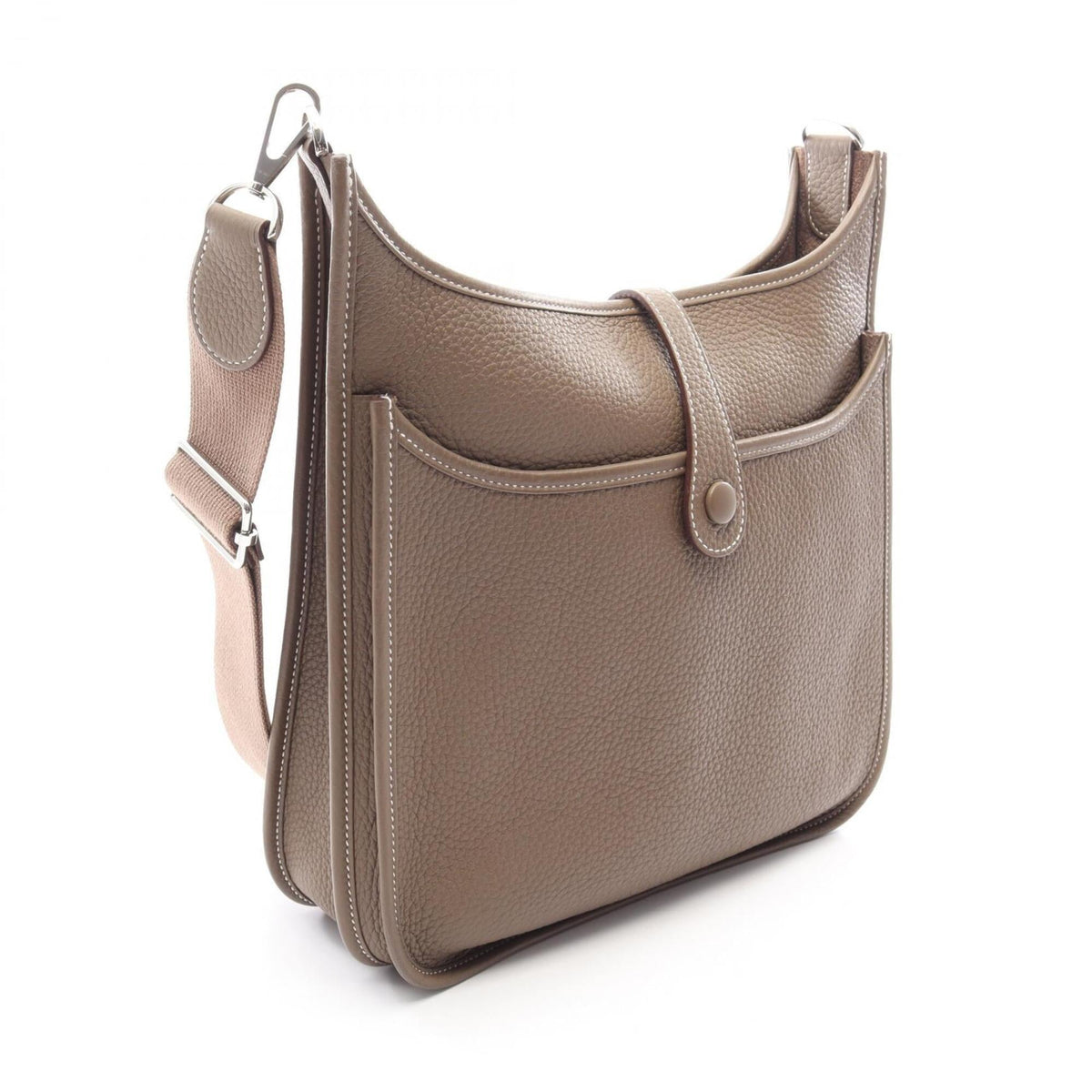 Hermes Etoupe Gray Gray Taurillon Clemence Leather Handbag Shoulder Bag (Pre-Owned)