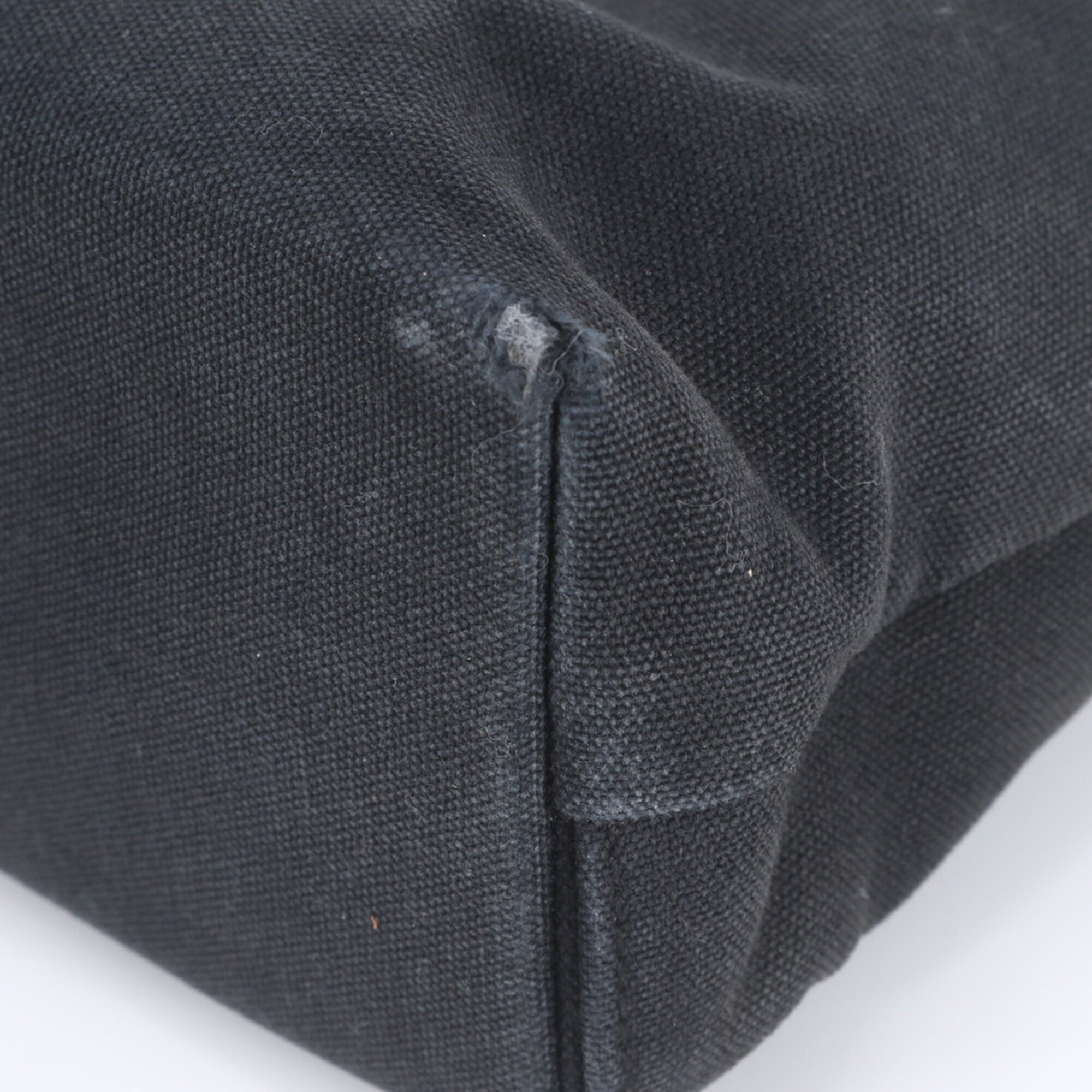 Hermes Black Leather Canvas Shoulder Bag Tote Bag (Pre-Owned)