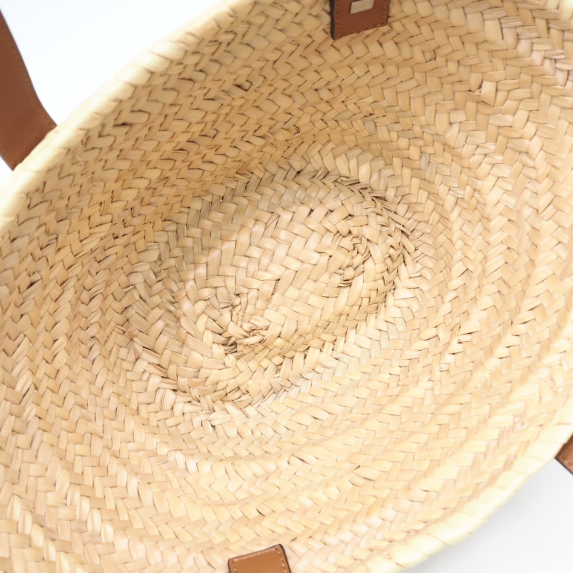 Loewe Beige Brown Navy Raffia Leather Basket Handbag (Pre-Owned)
