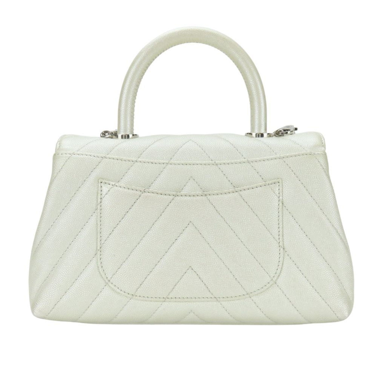 Chanel Pearl White Grained Calfskin Handbag (Pre-Owned)