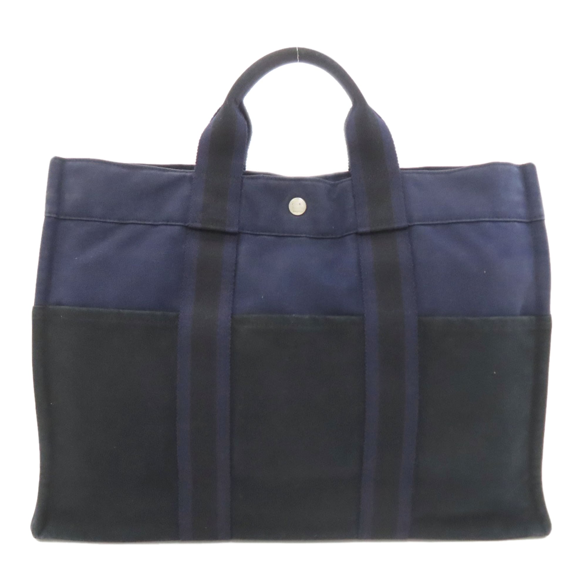 Hermes Navy Canvas Handbag (Pre-Owned)