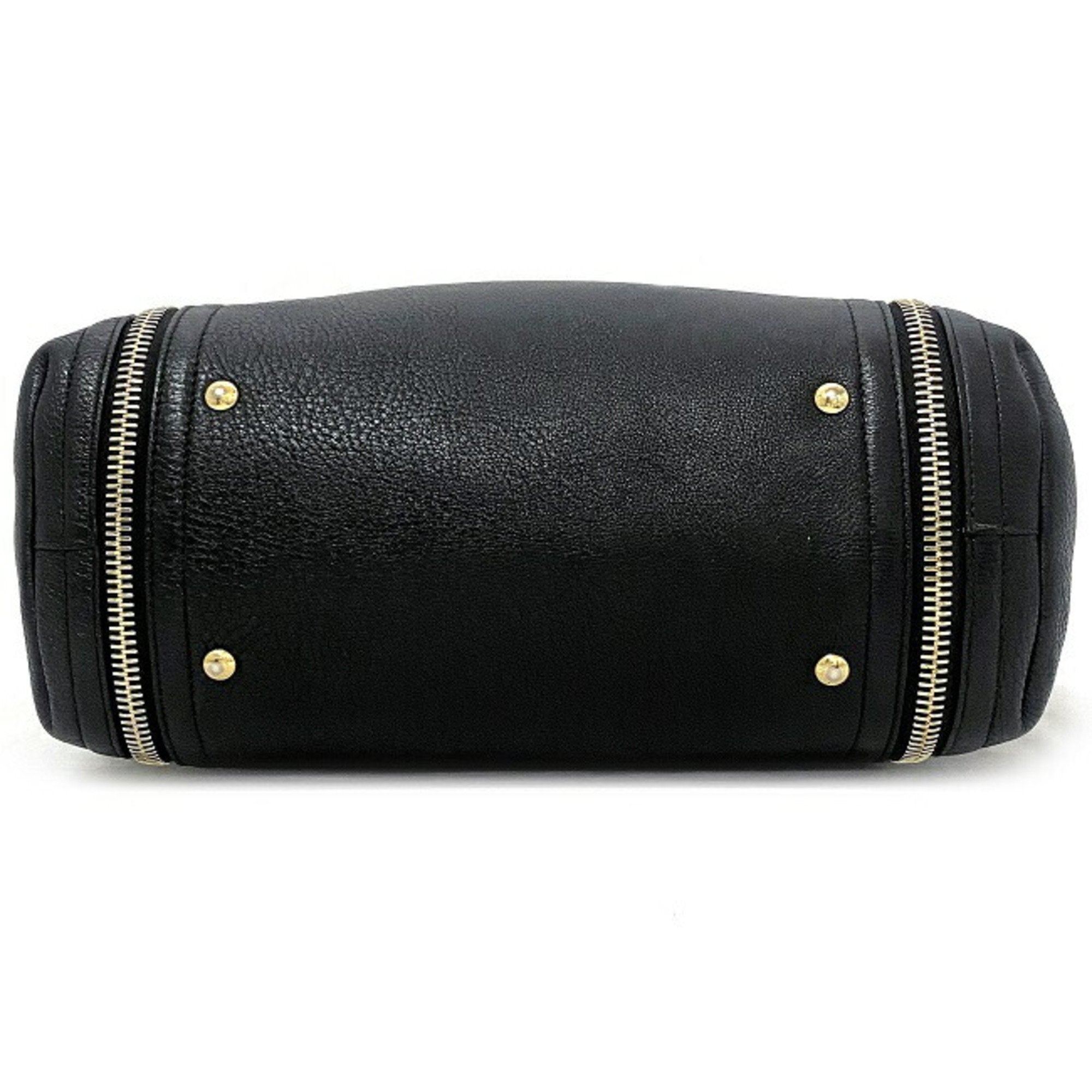 Salvatore Ferragamo Gancini Black Gold Leather Tote Bag (Pre-Owned)