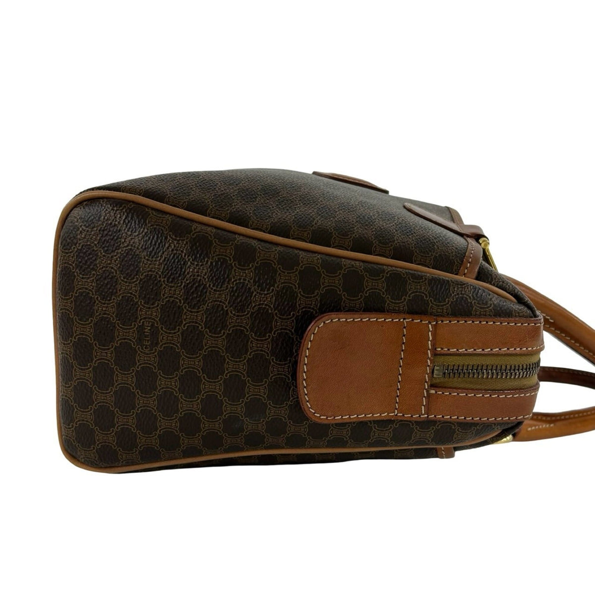 Celine Brown Leather Pvc Boston Bag Handbag (Pre-Owned)