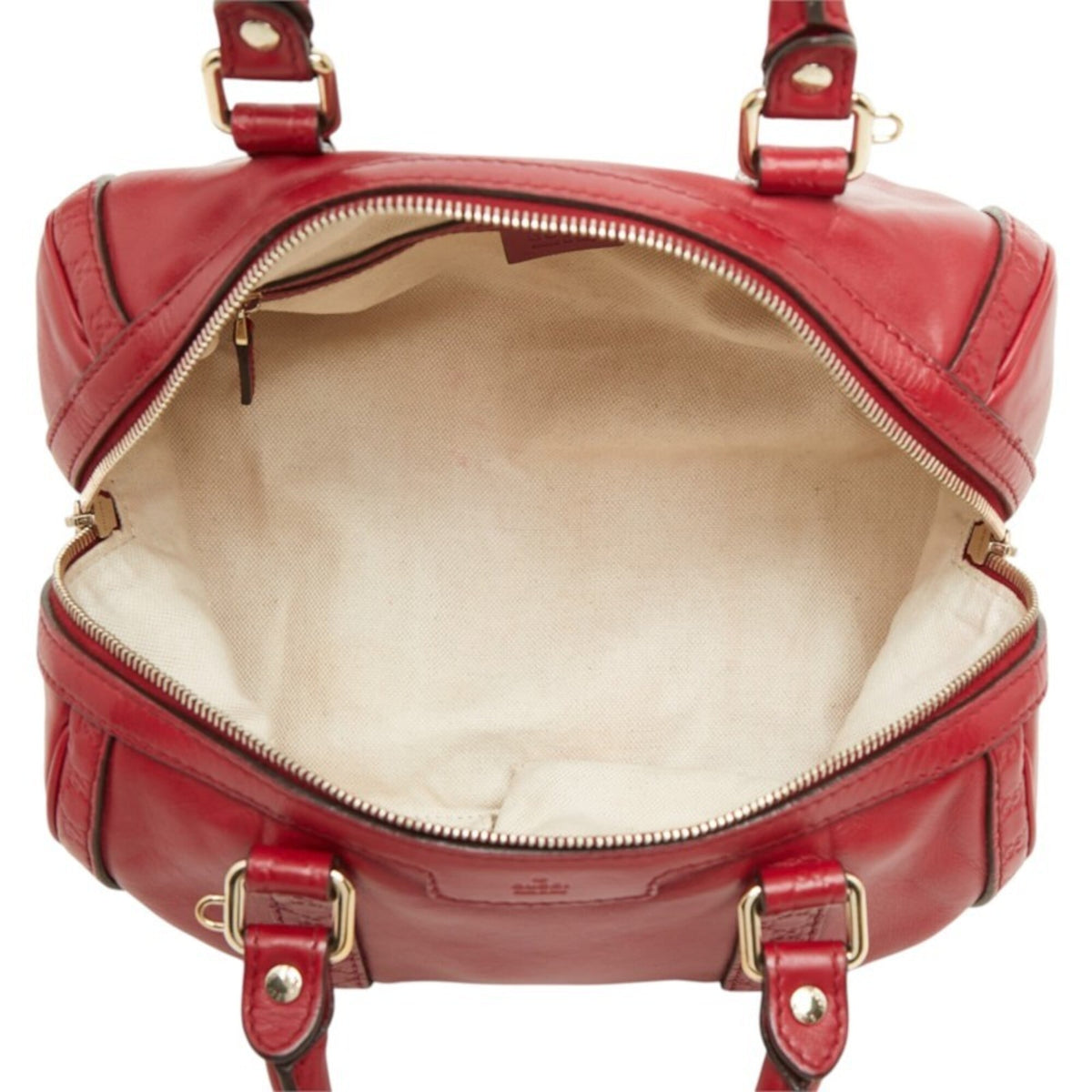 Gucci Red Color Leather Boston Bag (Pre-Owned)