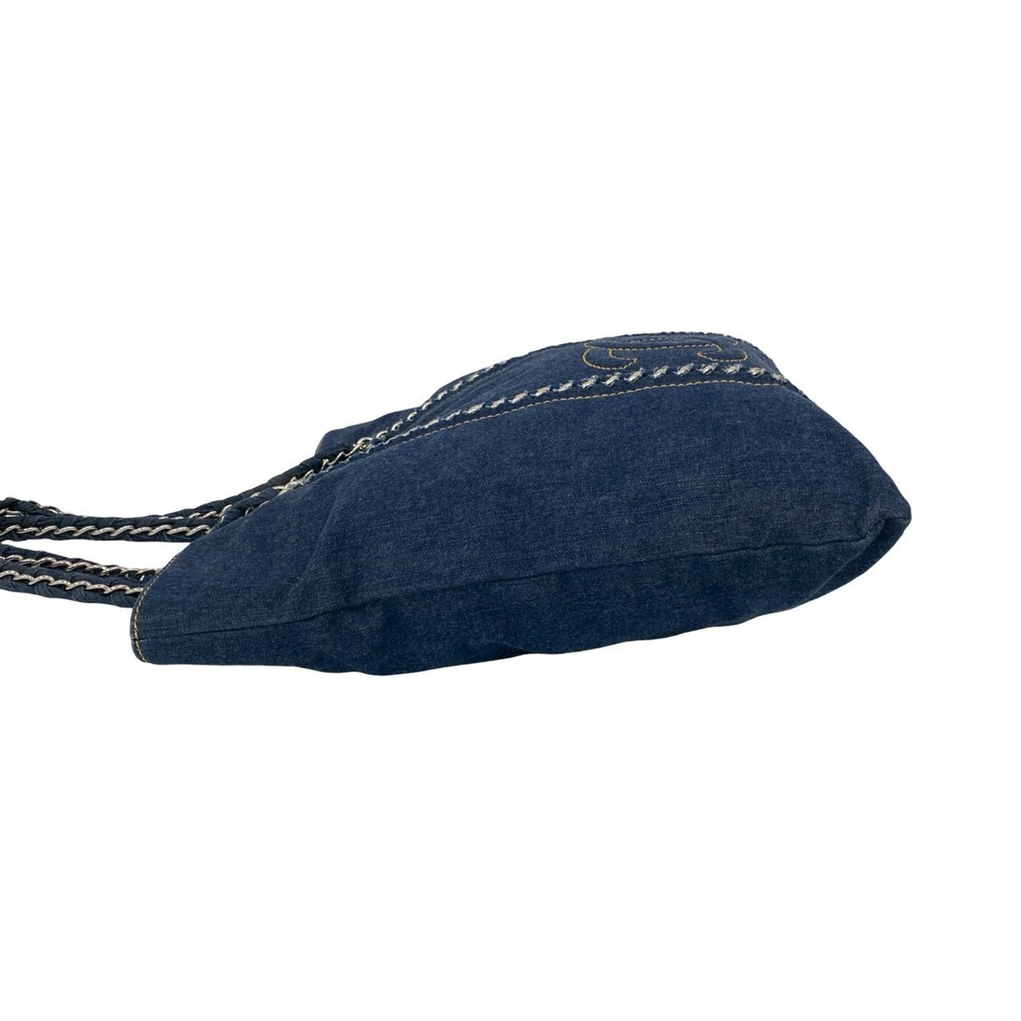 Chanel Denim Blue Denim Handbag Shoulder Bag Tote Bag (Pre-Owned)