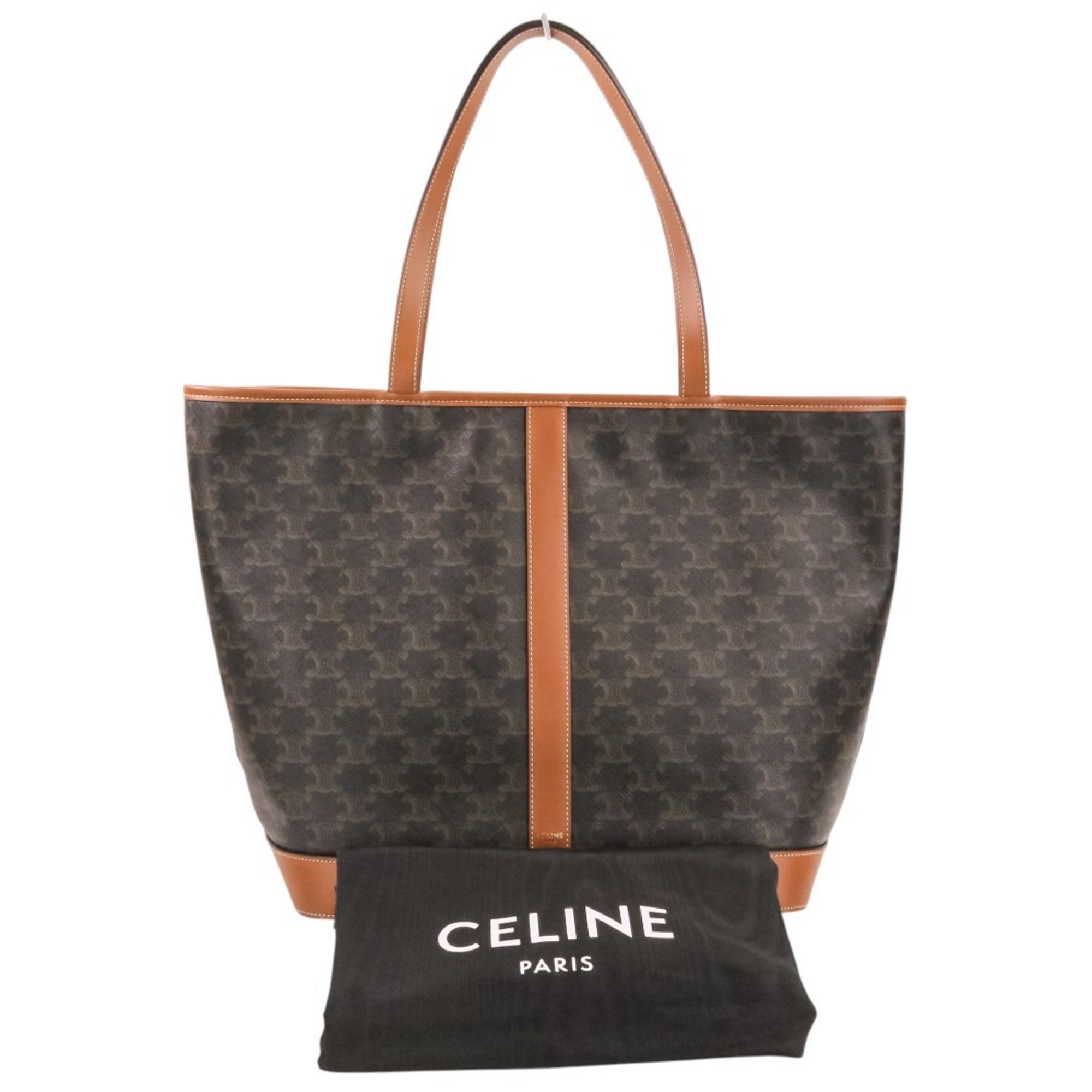 Celine Cabas Black Brown Leather Shoulder Bag Tote Bag (Pre-Owned)