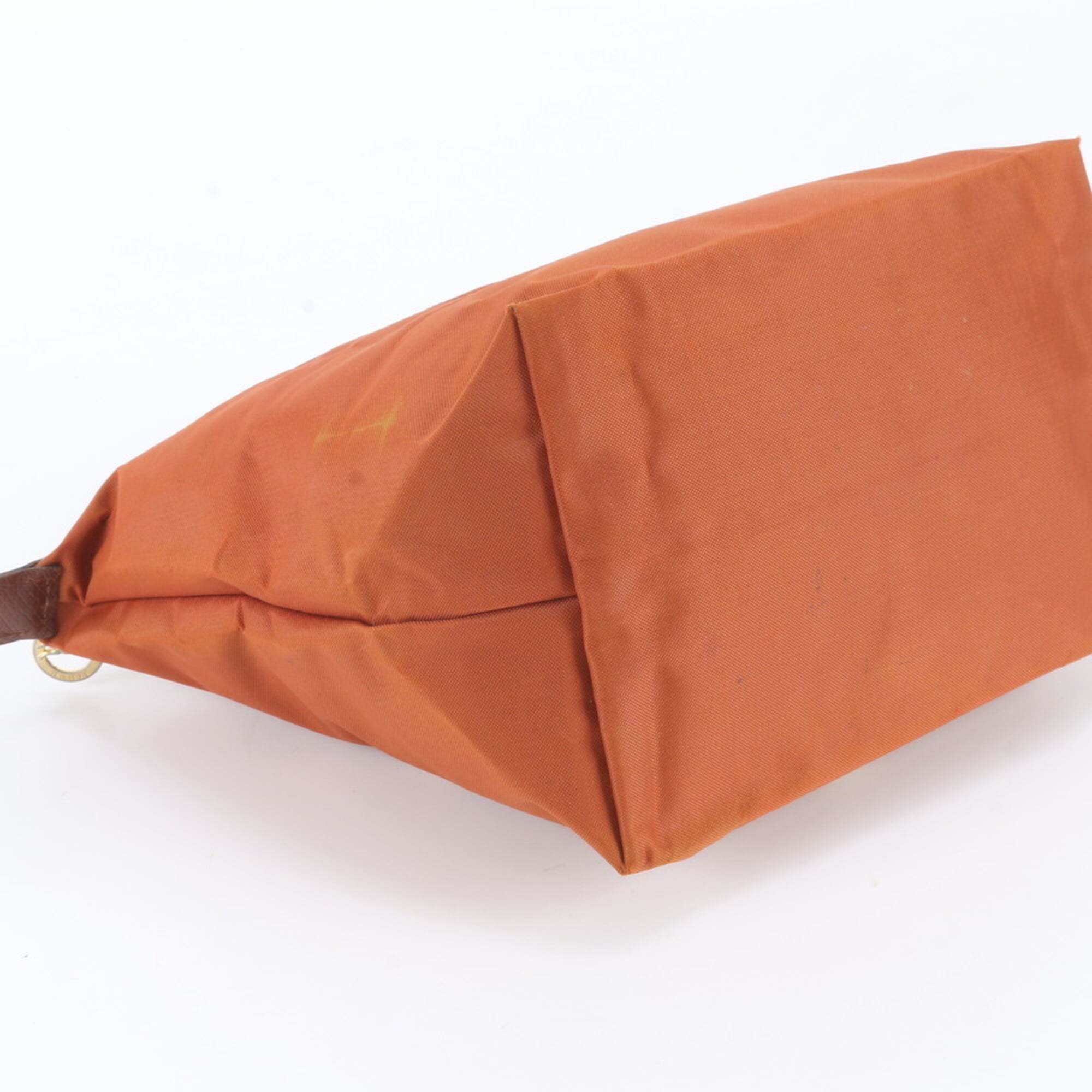 Longchamp Brown Orange Leather Nylon Handbag Shoulder Bag Tote Bag (Pre-Owned)