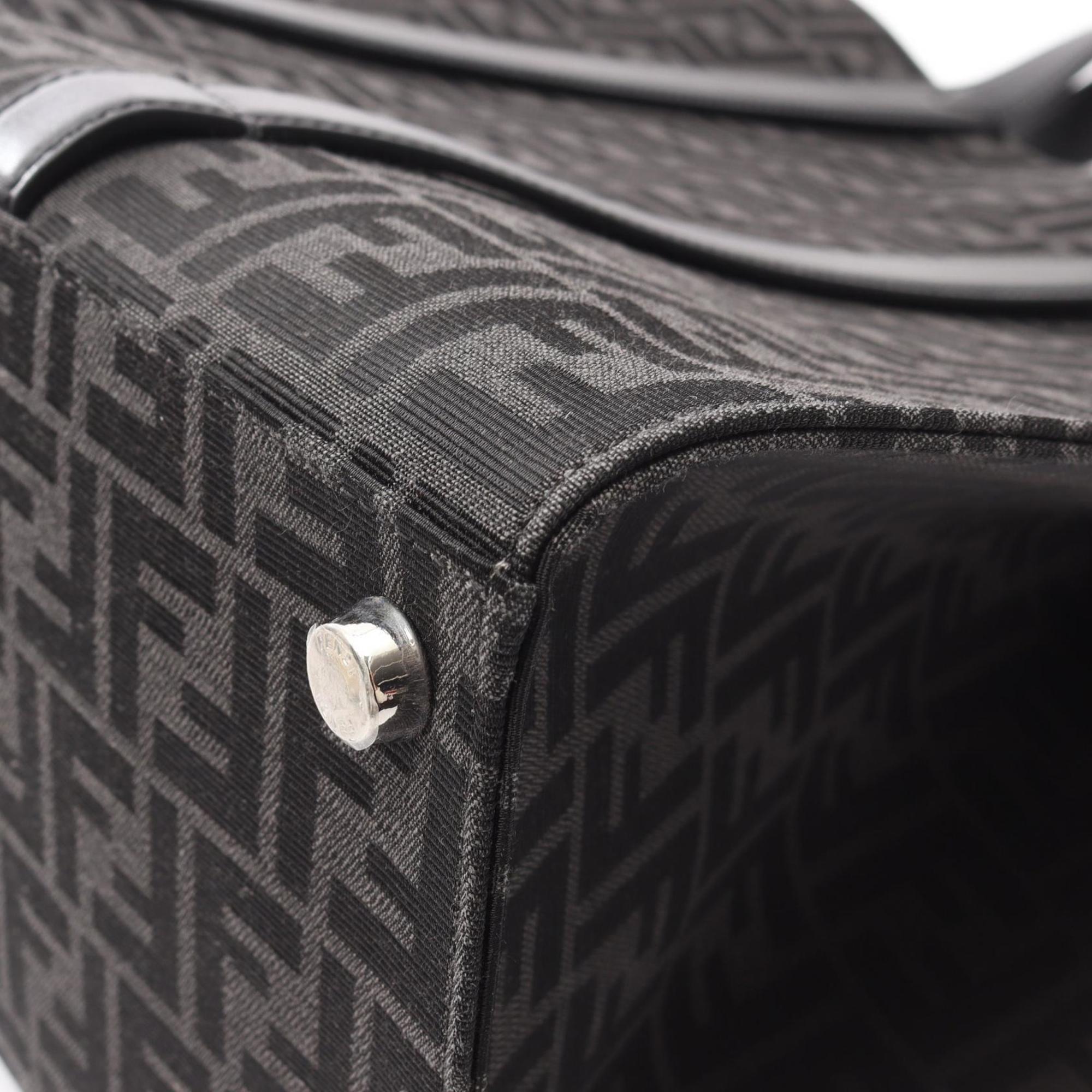 Fendi Black Gray Canvas Leather Tote Bag (Pre-Owned)