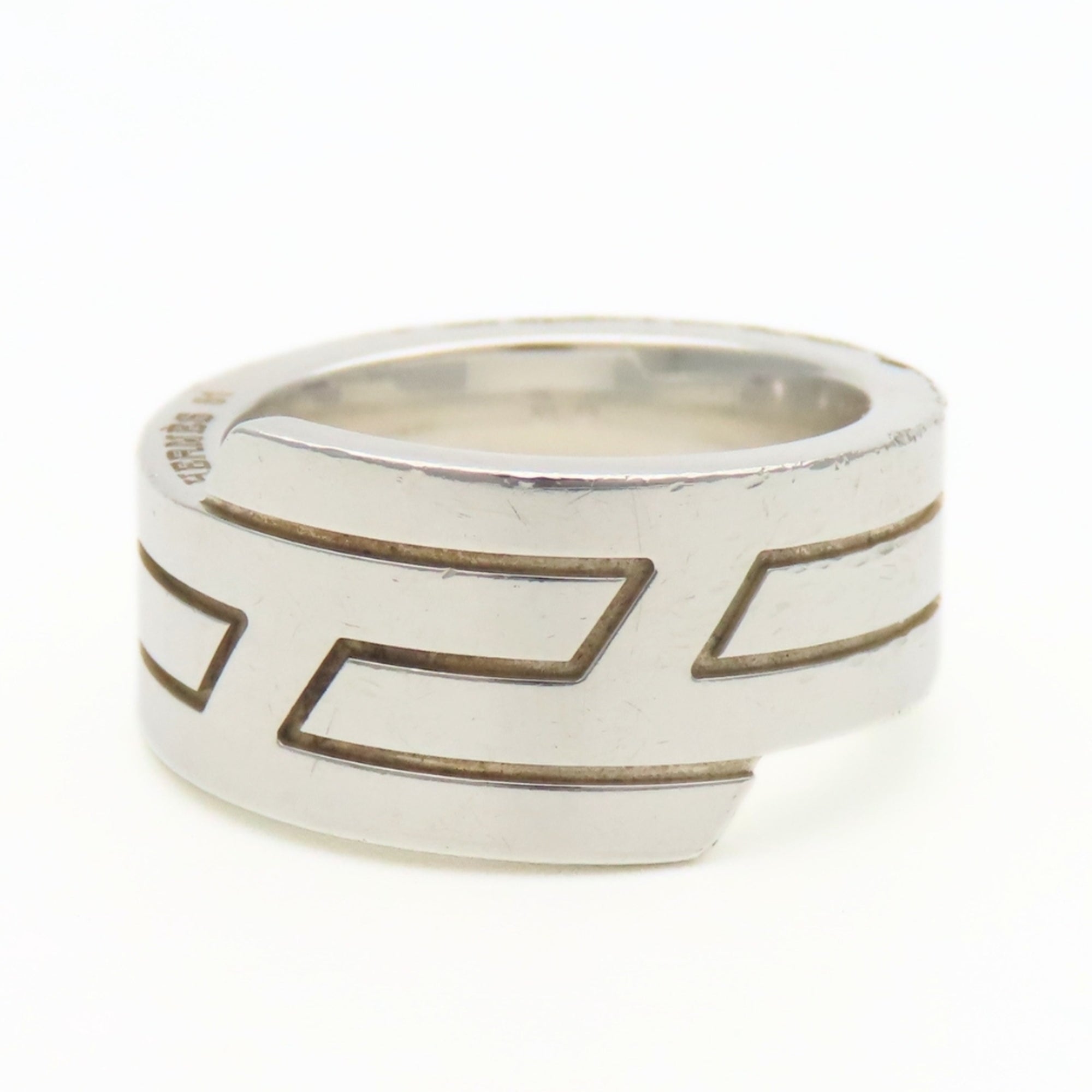 Hermes Silver Silver 925 Band Ring (Pre-Owned)