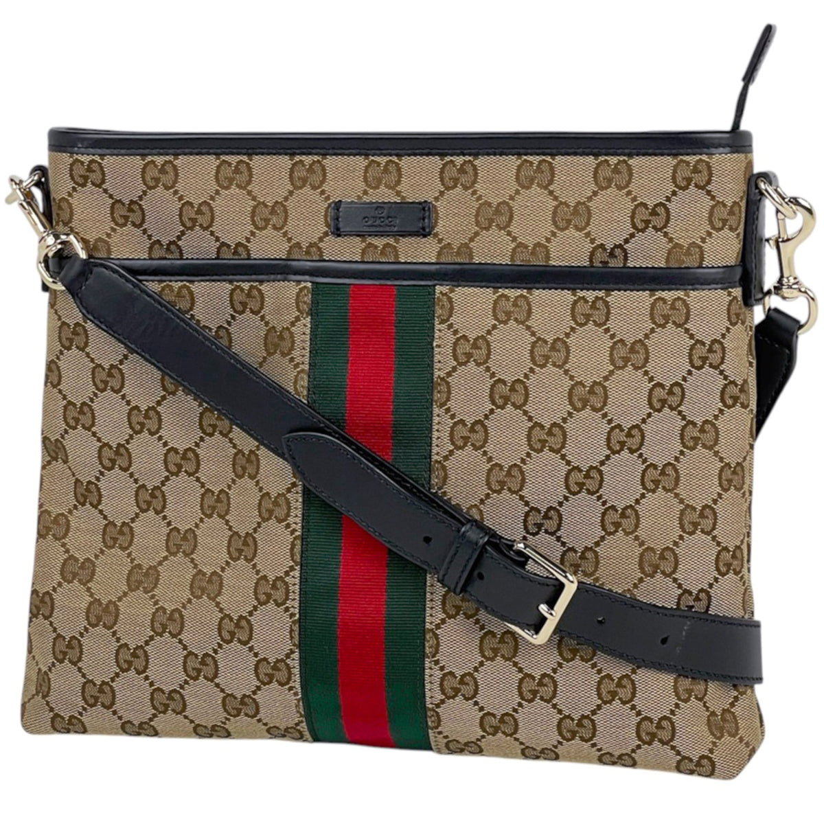 Gucci Brown Gg Canvas Leather Shoulder Bag (Pre-Owned)