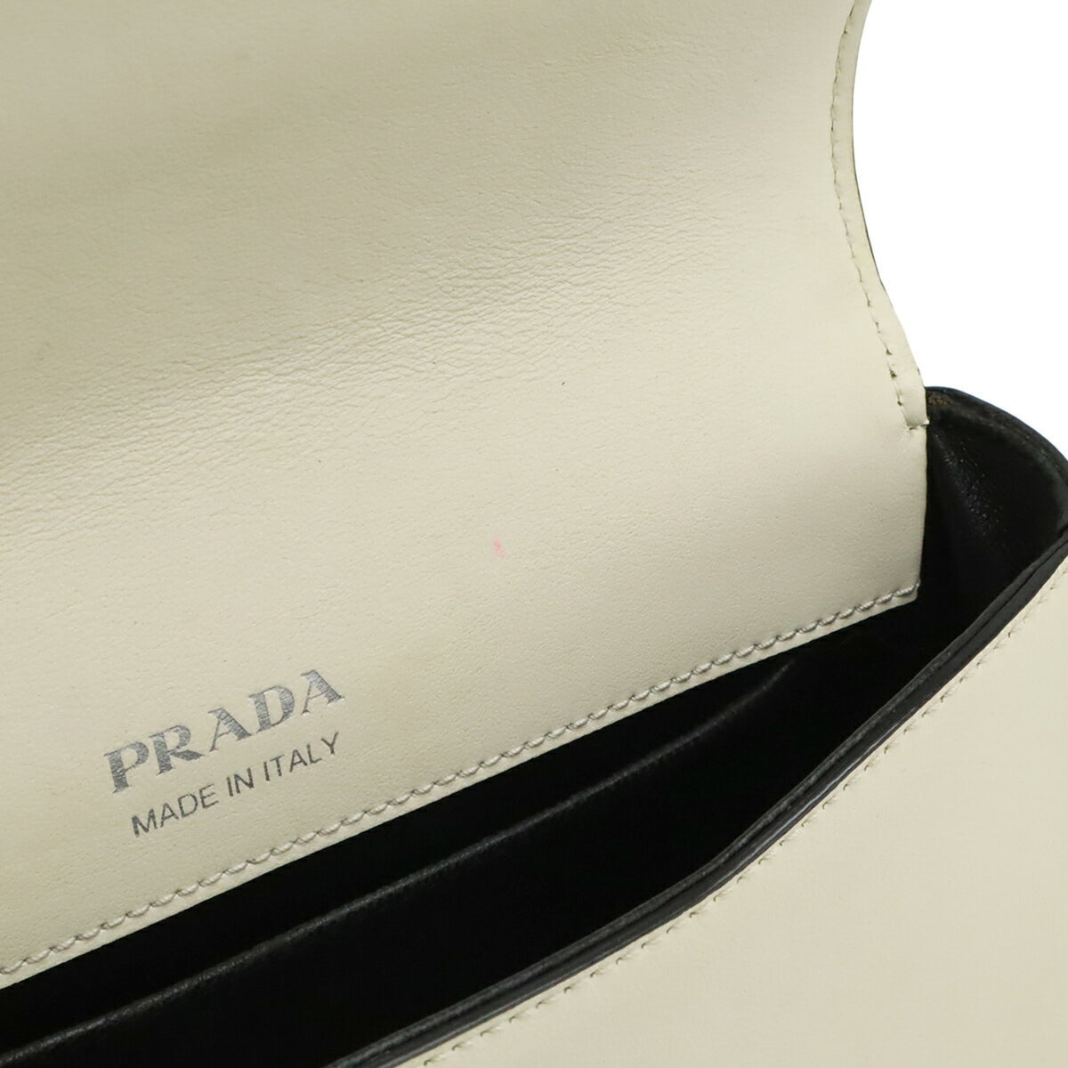 Prada Saffiano Ivory Leather Clutch Bag Pochette (Pre-Owned)