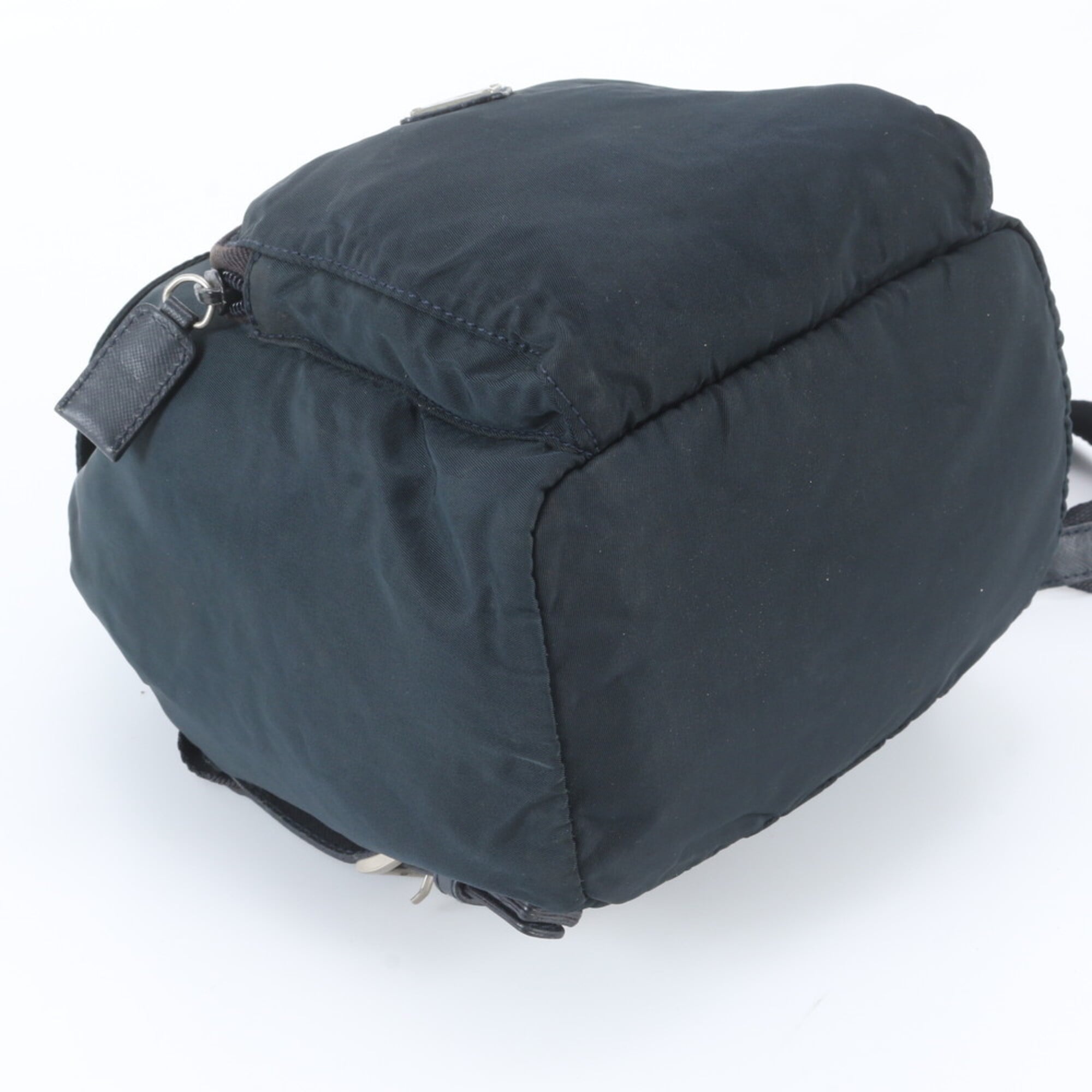 Prada Navy Black Nylon Leather Backpack (Pre-Owned)