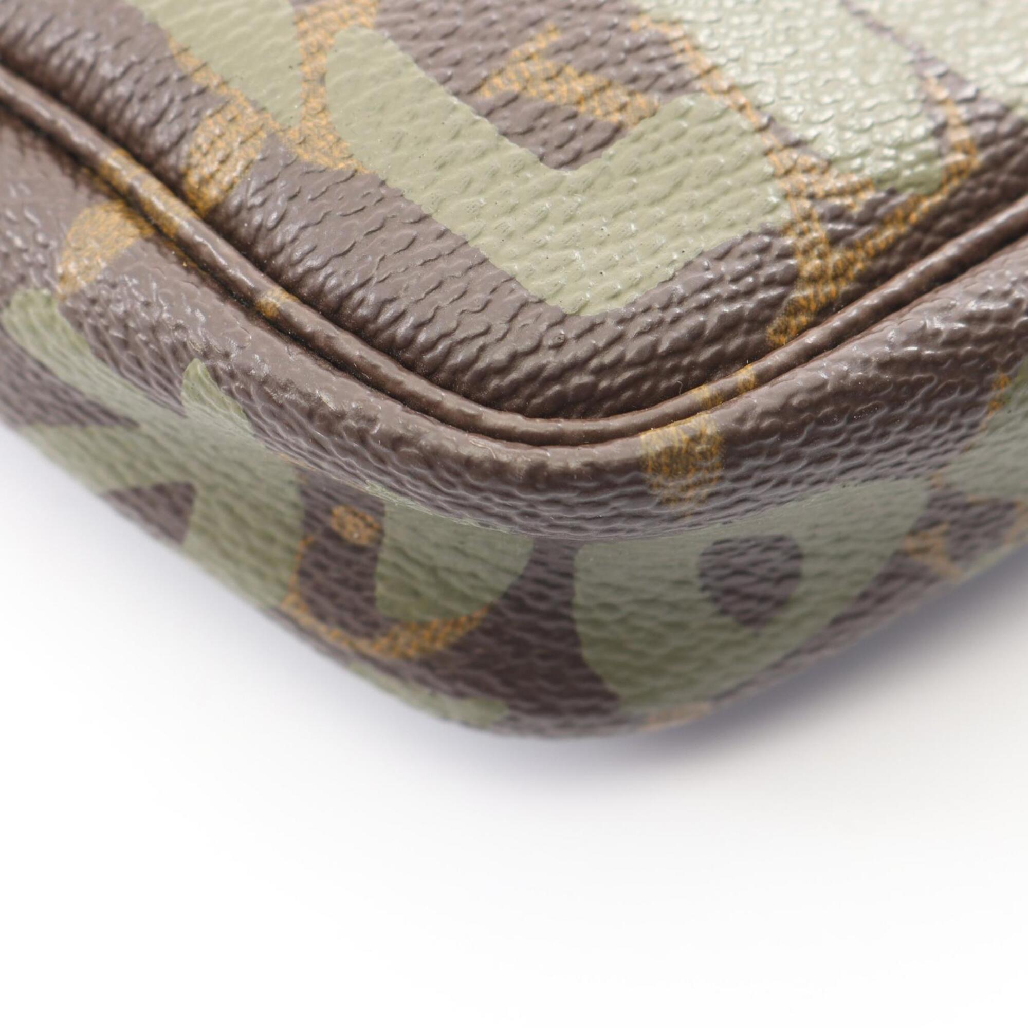 Louis Vuitton Brown Khaki Coated Canvas Leather Handbag Pochette (Pre-Owned)