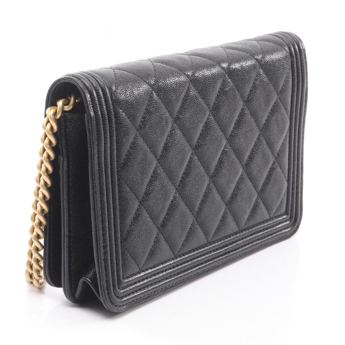 Chanel Black Grained Calfskin Handbag Shoulder Bag (Pre-Owned)