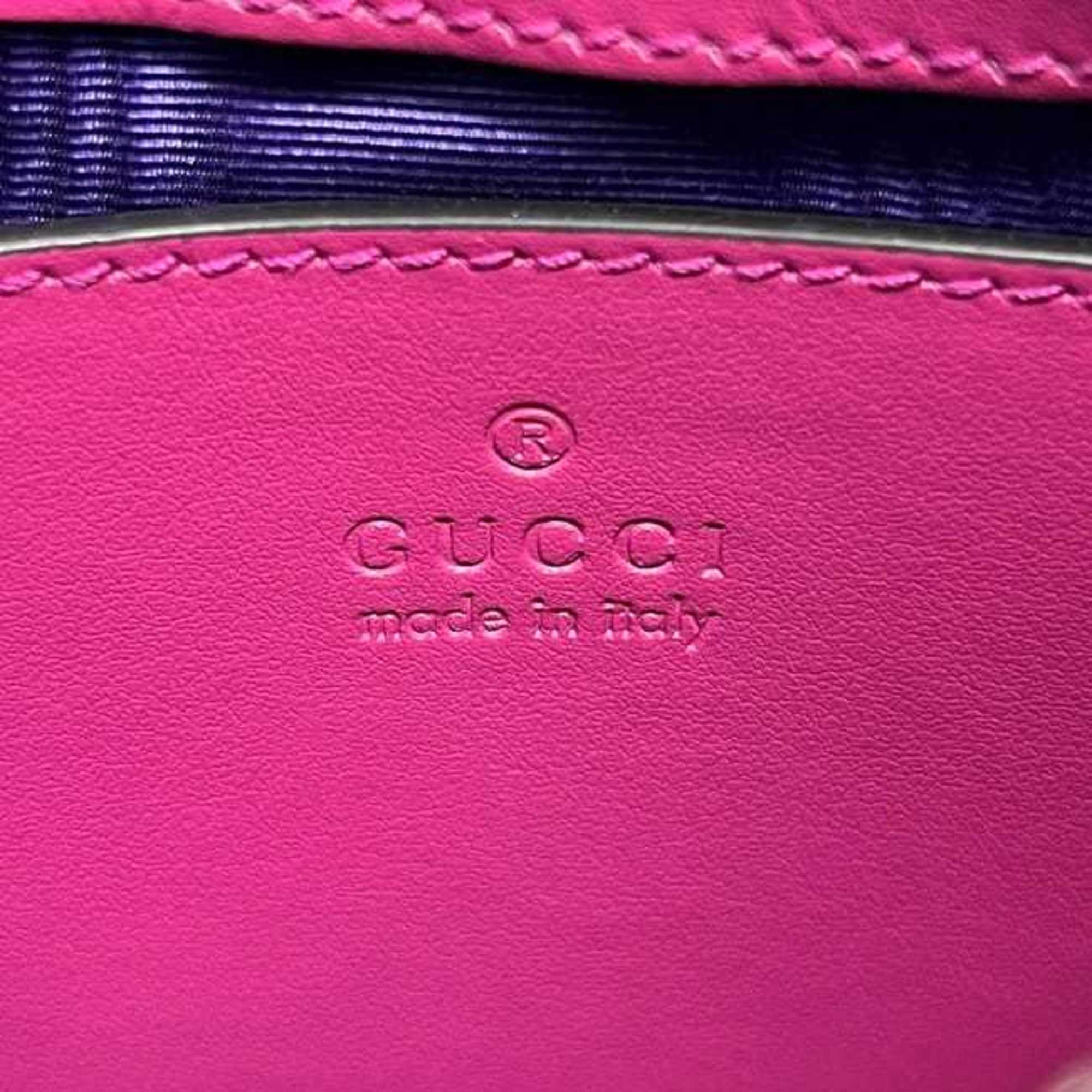 Gucci Pink Nylon Leather Canvas Shoulder Bag (Pre-Owned)