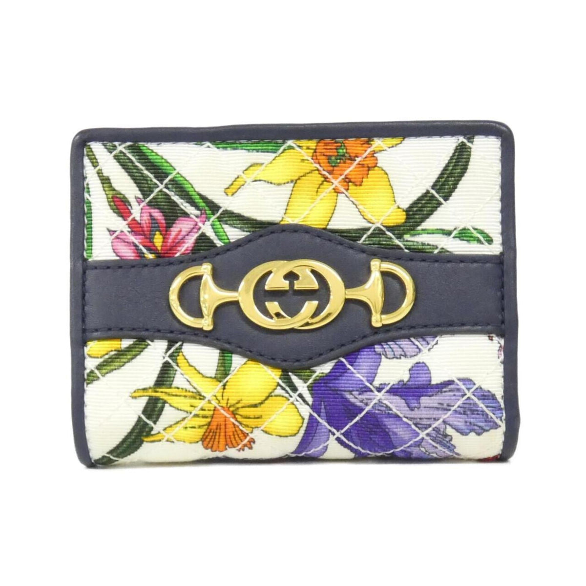 Gucci Navy Canvas Leather Wallet (Bi-Fold) (Pre-Owned)