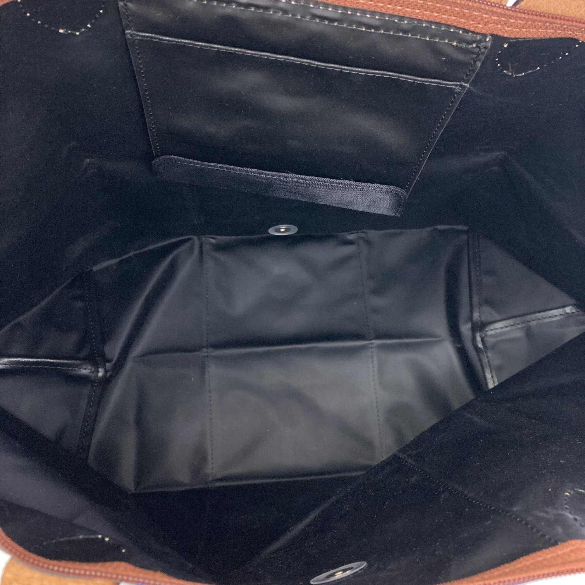 Longchamp Le Pliage Blue Brown Gray Nylon Handbag (Pre-Owned)